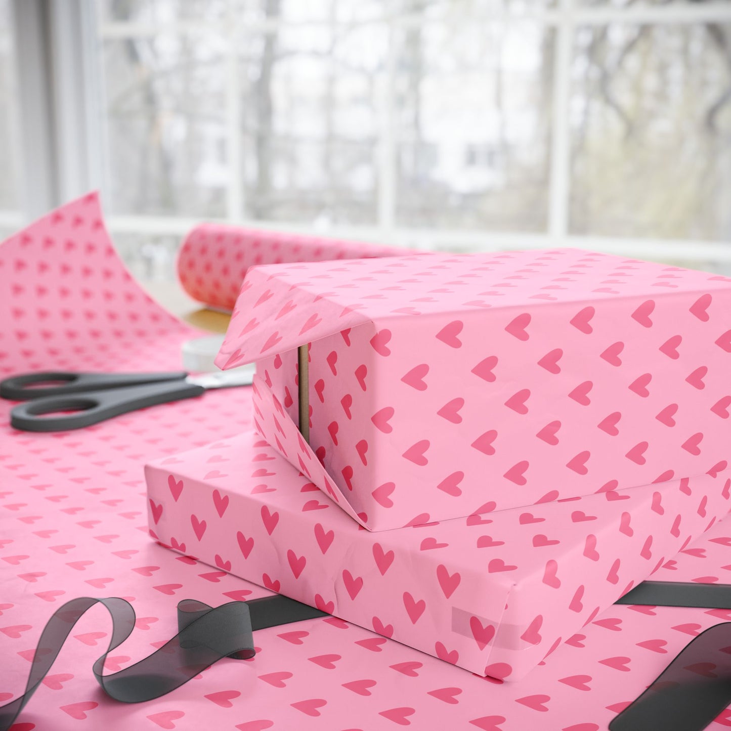 Valentine's Day Gift Wrap, Heart Pattern Wrapping Paper, Cute Pink Gift Wrap, Party Supplies, Birthday Wrapping Paper, Holiday Wrap