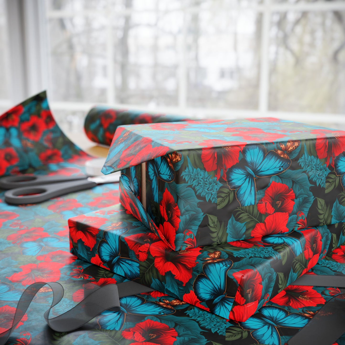 Vibrant Floral Wrapping Paper, Gift Wrap for Birthdays, Holidays, Celebrations, Unique Home Decor, Craft Projects