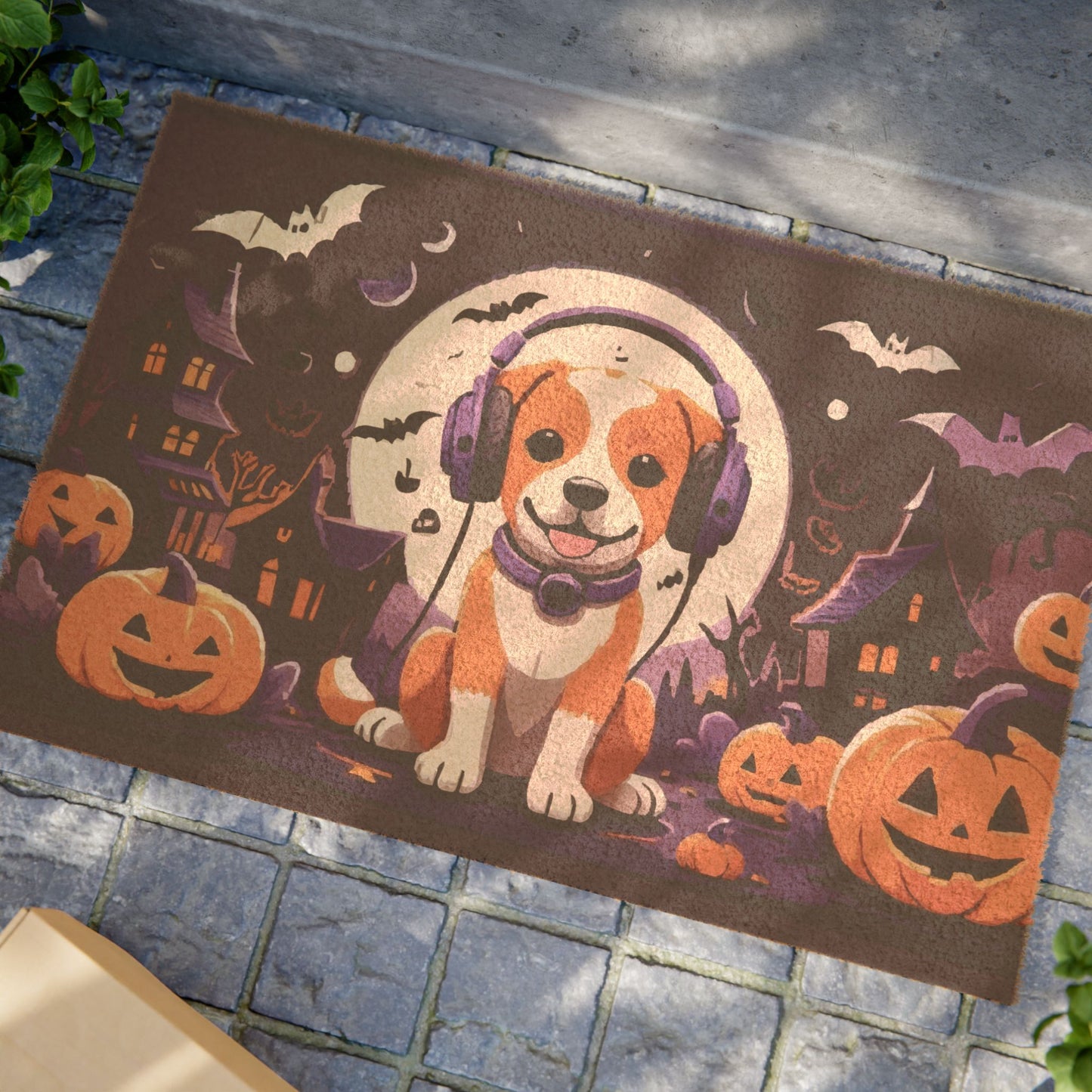 Halloween Dog Coaster Doormat, Spooky Welcome Mat, Pet Lover Gift, Dog Decor, Fall Home Decoration