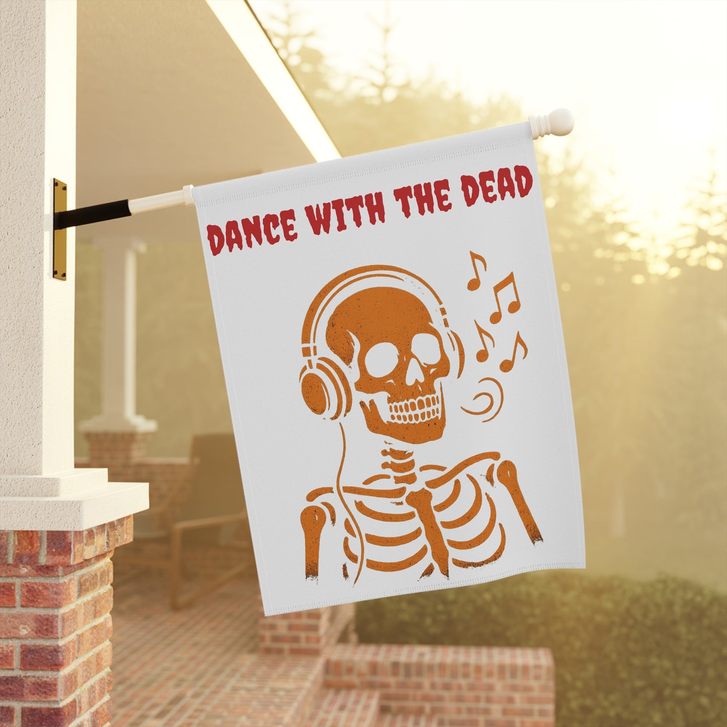 Dance with the Dead Garden Banner, Halloween Decor, Skeleton Flag, Outdoor Decoration, Spooky Garden Sign, Party Decoration