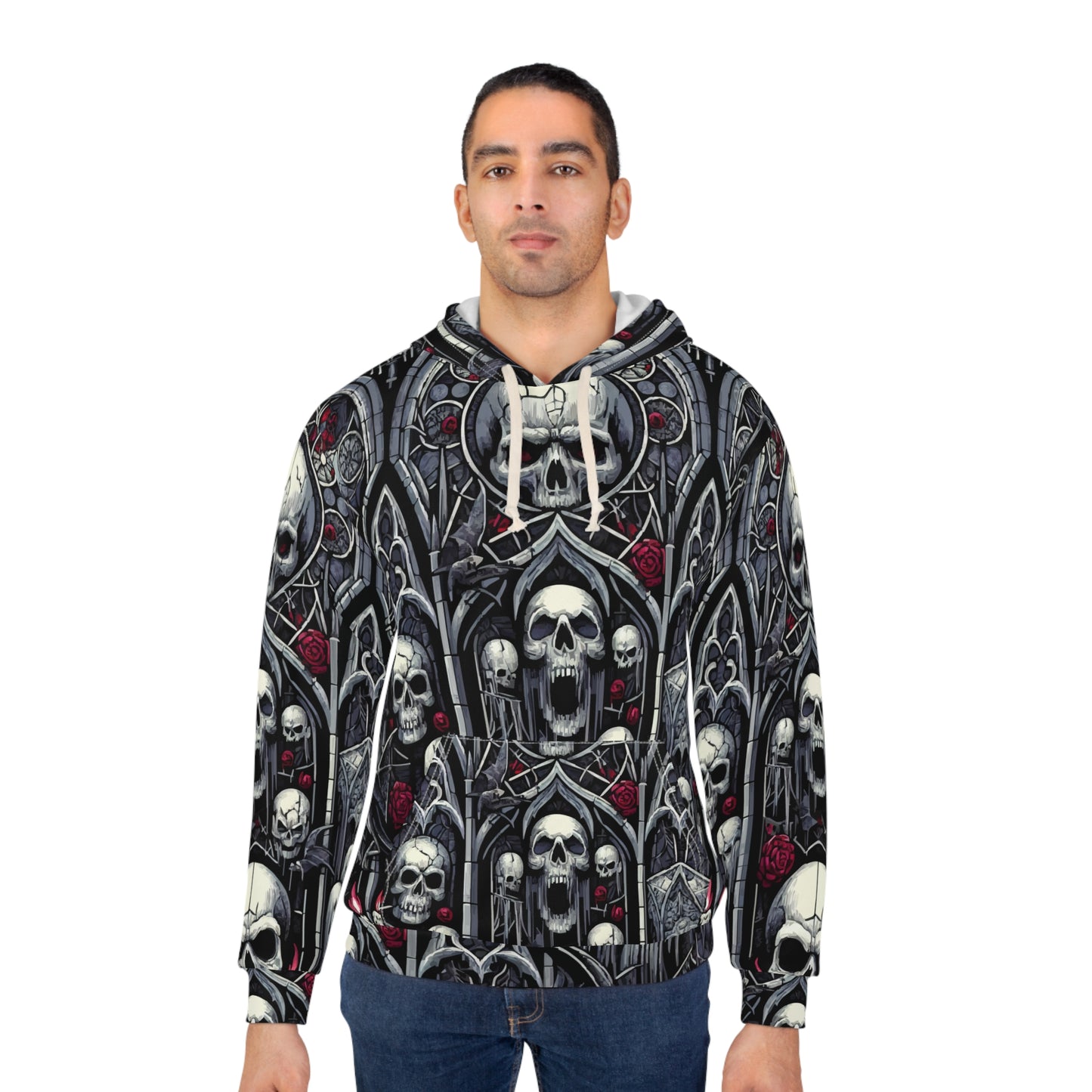 Gothic Skull Pullover Hoodie, Unisex Hoodie, Dark Fashion, Halloween Apparel, Alternative Clothing, Edgy Streetwear