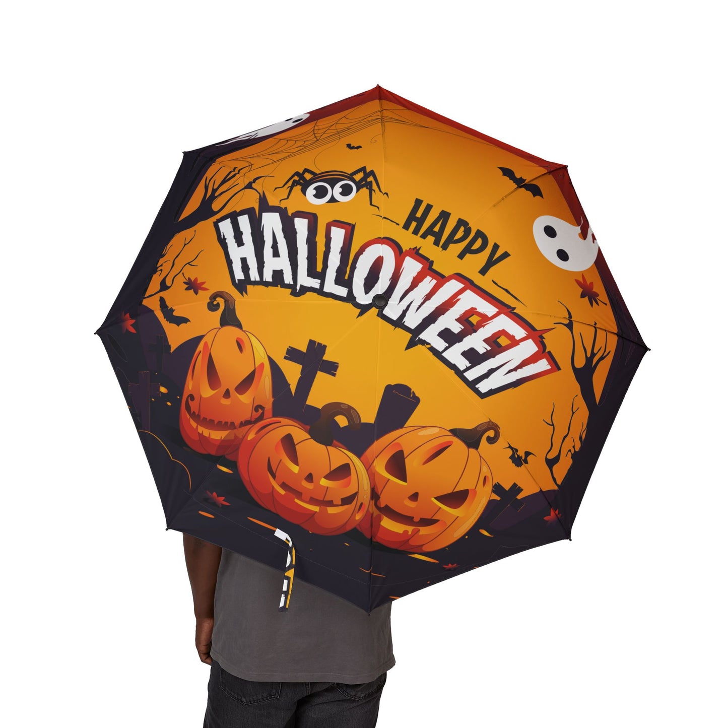 Halloween Themed Foldable Umbrella | Spooky Umbrella Design, Perfect for Fall, Gifts, Trick or Treat, Halloween Decorations, Rain Gear