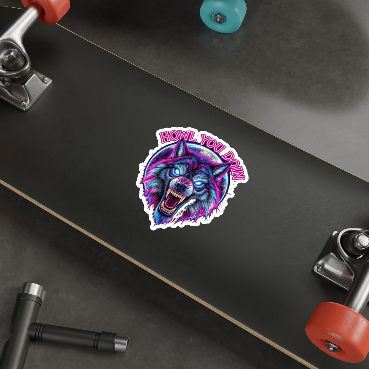 Vibrant Wolf Die-Cut Stickers - Howl You Doin'? - Laptop Decor, Water Bottle Stickers, Gift for Animal Lovers, Cool Graphic Art