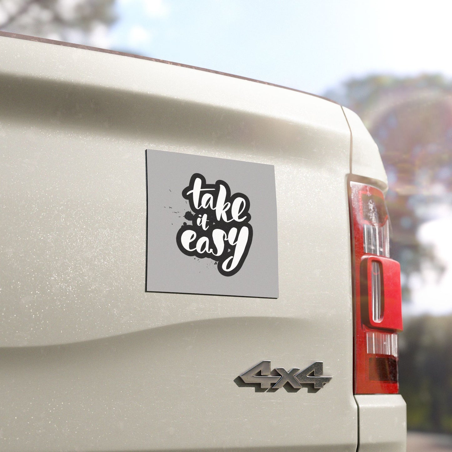 Take It Easy Car Magnet – Fun Auto Decor, Gift for Drivers, Road Trip Decal, Inspirational Vehicle Magnet, Easygoing Vibes