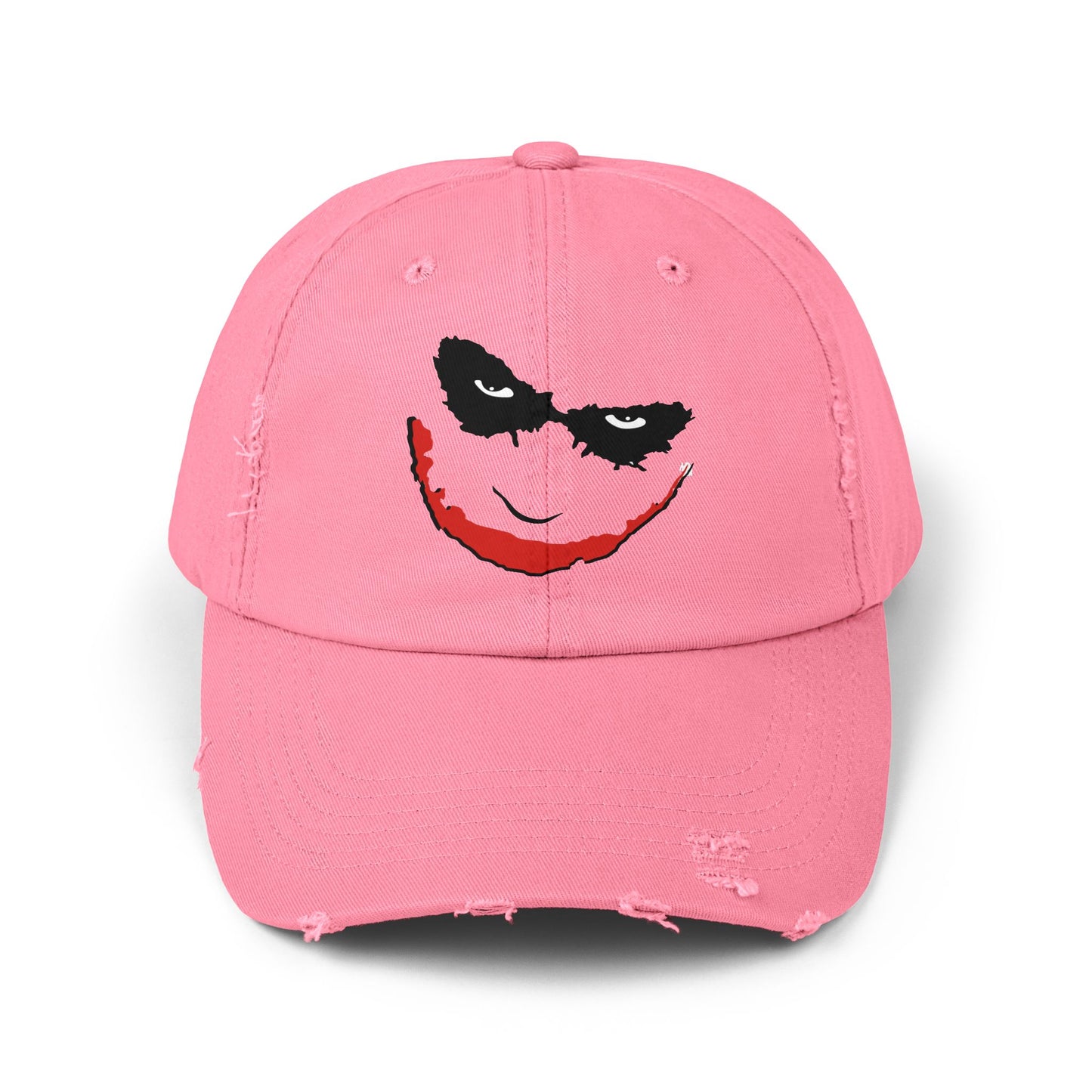 Distressed Joker Cap - Unisex Adjustable Hat for Casual Wear, Halloween, Comic Con, Gift for Fans, Vintage Style