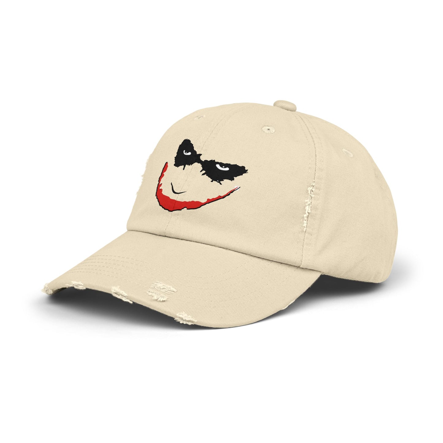 Distressed Joker Cap - Unisex Adjustable Hat for Casual Wear, Halloween, Comic Con, Gift for Fans, Vintage Style