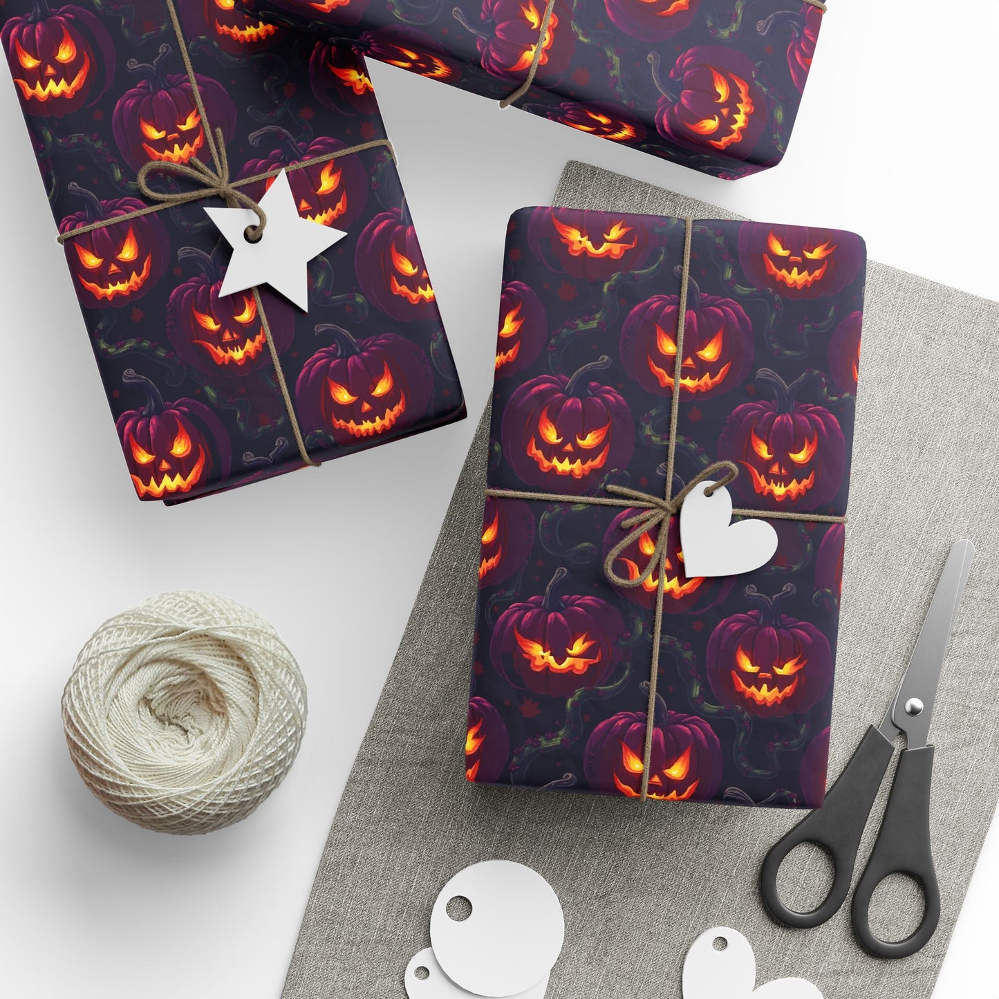 Halloween Themed Wrapping Paper, Festive Gift Wrap, Spooky Gift Wrap for Fall, Pumpkin Gift Wrap, Holiday Wrapping Sheets