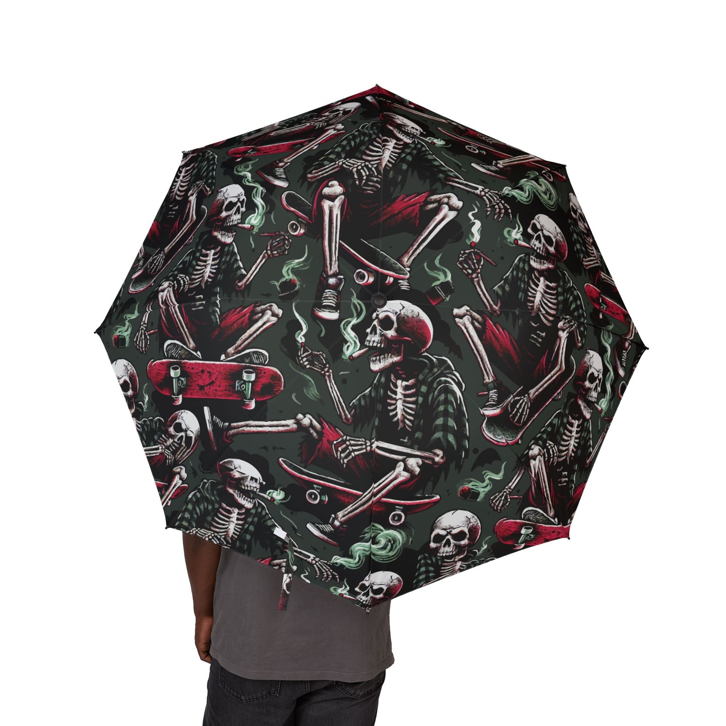 Gothic Skeleton Umbrella, Unique Foldable Umbrella, Horror Theme Gift, Halloween Accessory, Unisex Rain Gear, Skulls & Bones Design