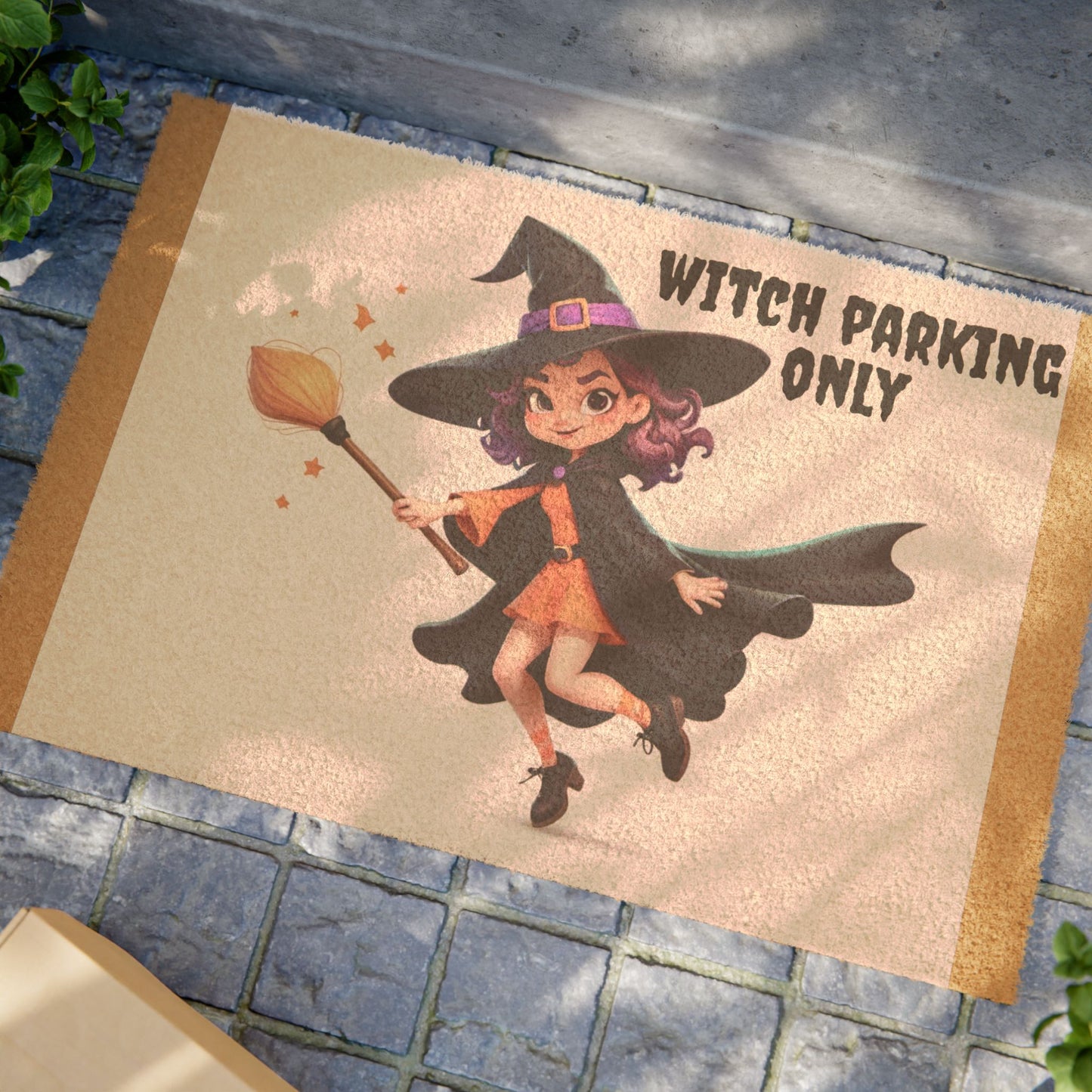 Witch Parking Doormat | Spooky Seasonal Decor, Halloween Entrance Mat, Funny Welcome Mat, Gift for Witch Lovers, Holiday Home Decor