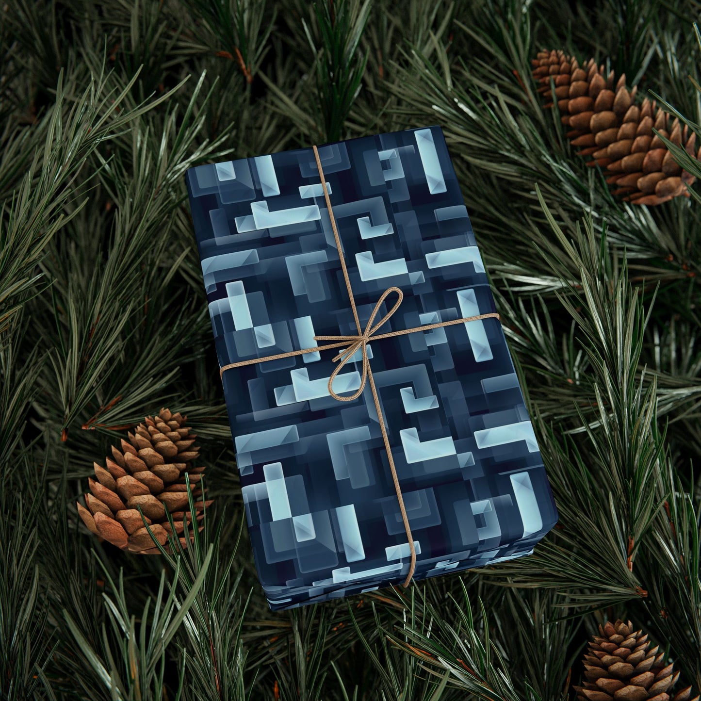 Modern Geometric Wrapping Paper Roll, Blue Abstract Gift Wrap, Stylish Packaging for All Occasions, Birthday, Holiday, Wedding, Celebration