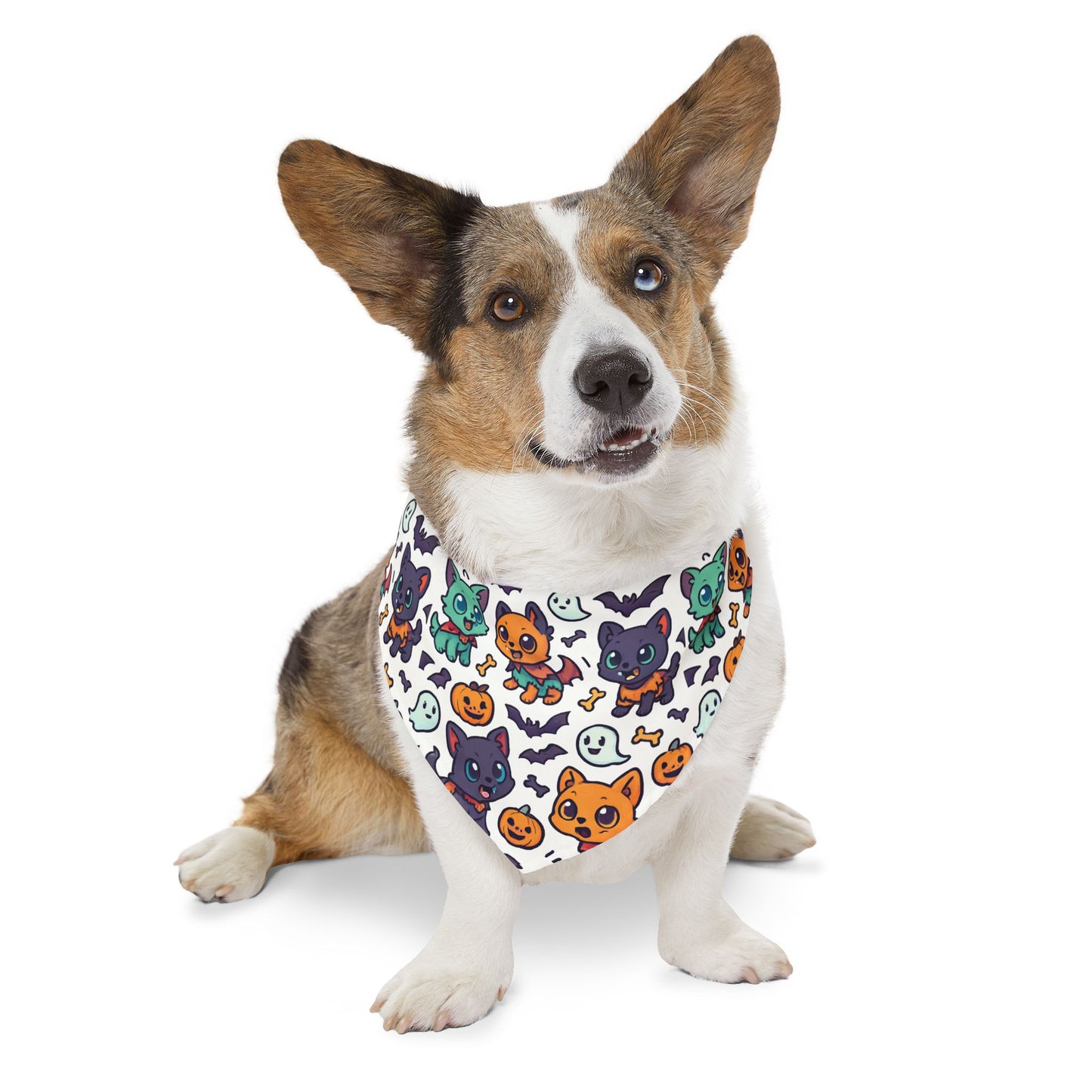 Halloween Pet Bandana Collar | Cute Cat and Pumpkin Design for Dogs, Pet Costume Accessory, Fall Celebration Gear, Trick or Treat Bandana