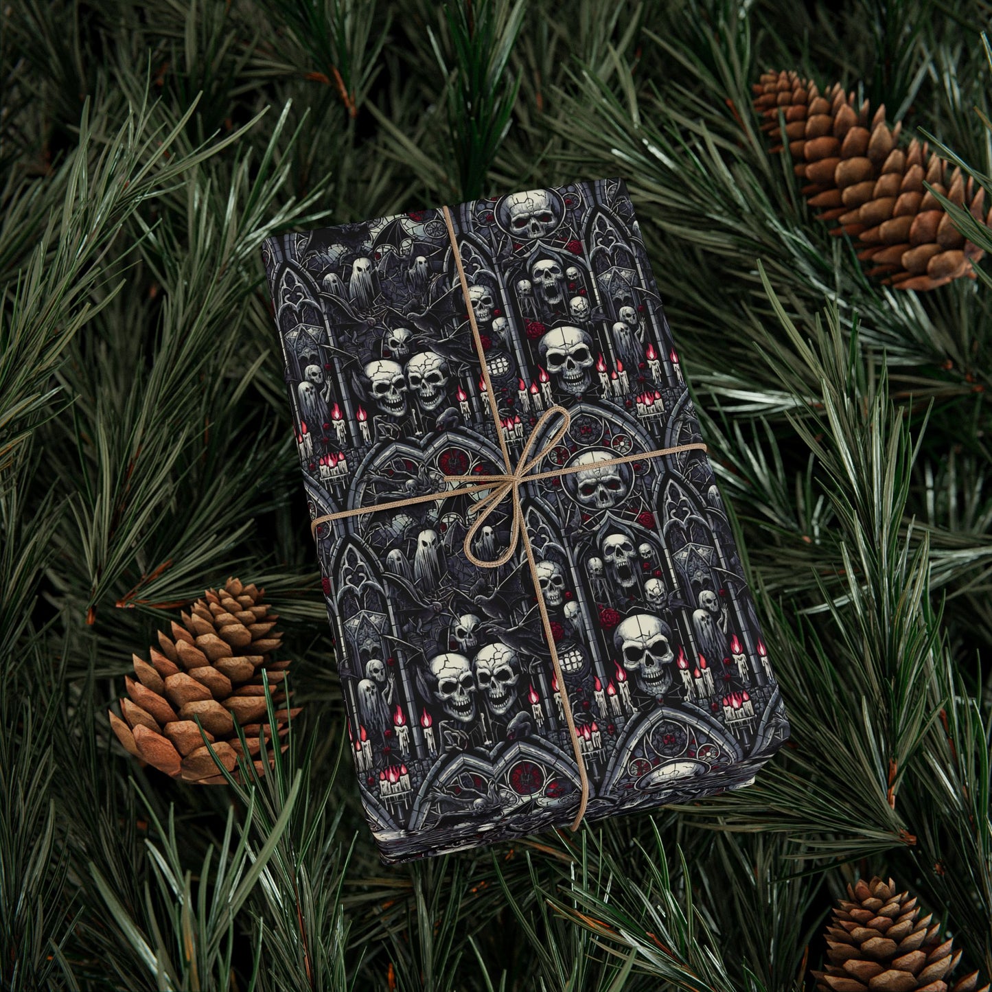 Gothic Skull Wrapping Paper - Unique Gift Wrap for Halloween, Birthdays, Parties, Celebrations, Occasions