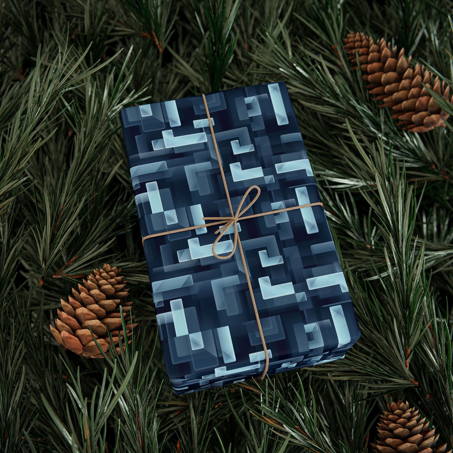 Modern Geometric Wrapping Paper Roll, Blue Abstract Gift Wrap, Stylish Packaging for All Occasions, Birthday, Holiday, Wedding, Celebration