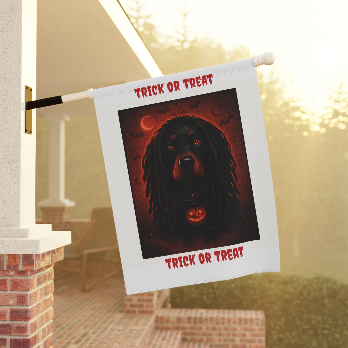 Halloween Garden Banner, Trick or Treat Decor, Fall Seasonal Flag, Dog Lover Gift, Outdoor Home Decoration