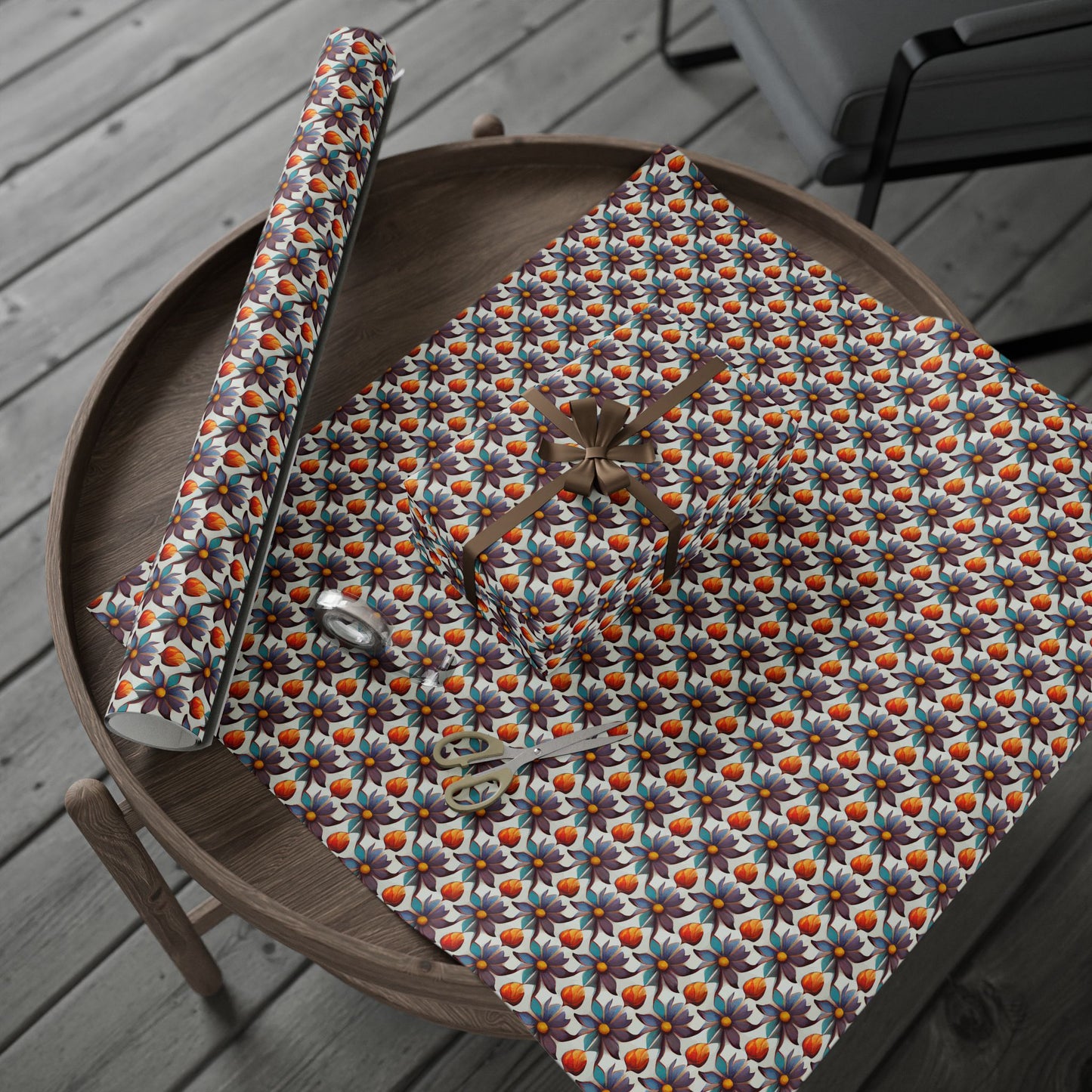 Artistic Wrapping Paper Roll, Eco-Friendly Gift Wrap for Birthdays, Holidays, Weddings, Handmade Gift Wrap, Floral Design