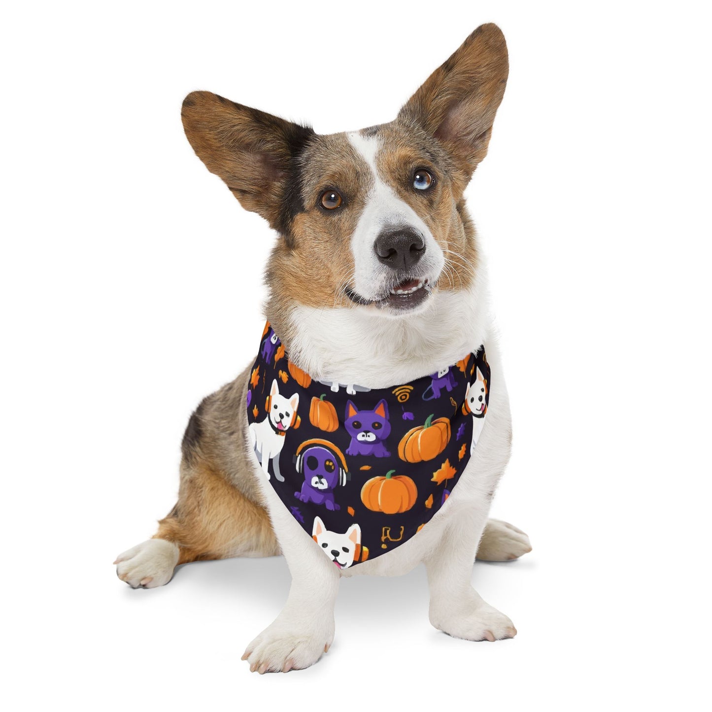 Halloween Pet Bandana Collar, Dog Costume Accessory, Fall Pet Apparel, Pumpkin Print Dog Scarf, Cute Dog Bandana for Dogs