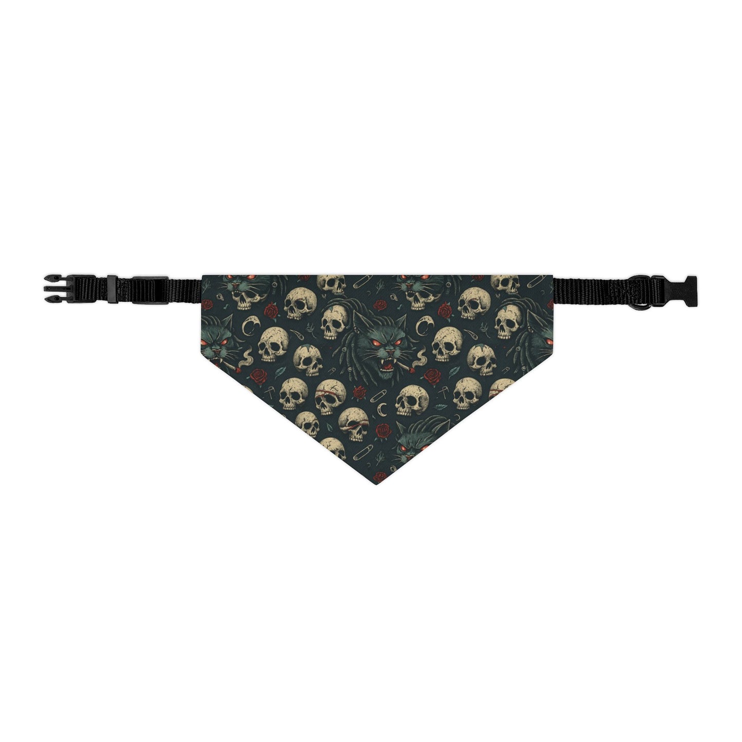 Gothic Pet Bandana, Skull Pattern Dog Accessory, Edgy Dog Fashion, Halloween Pet Wear, Unique Pet Gift