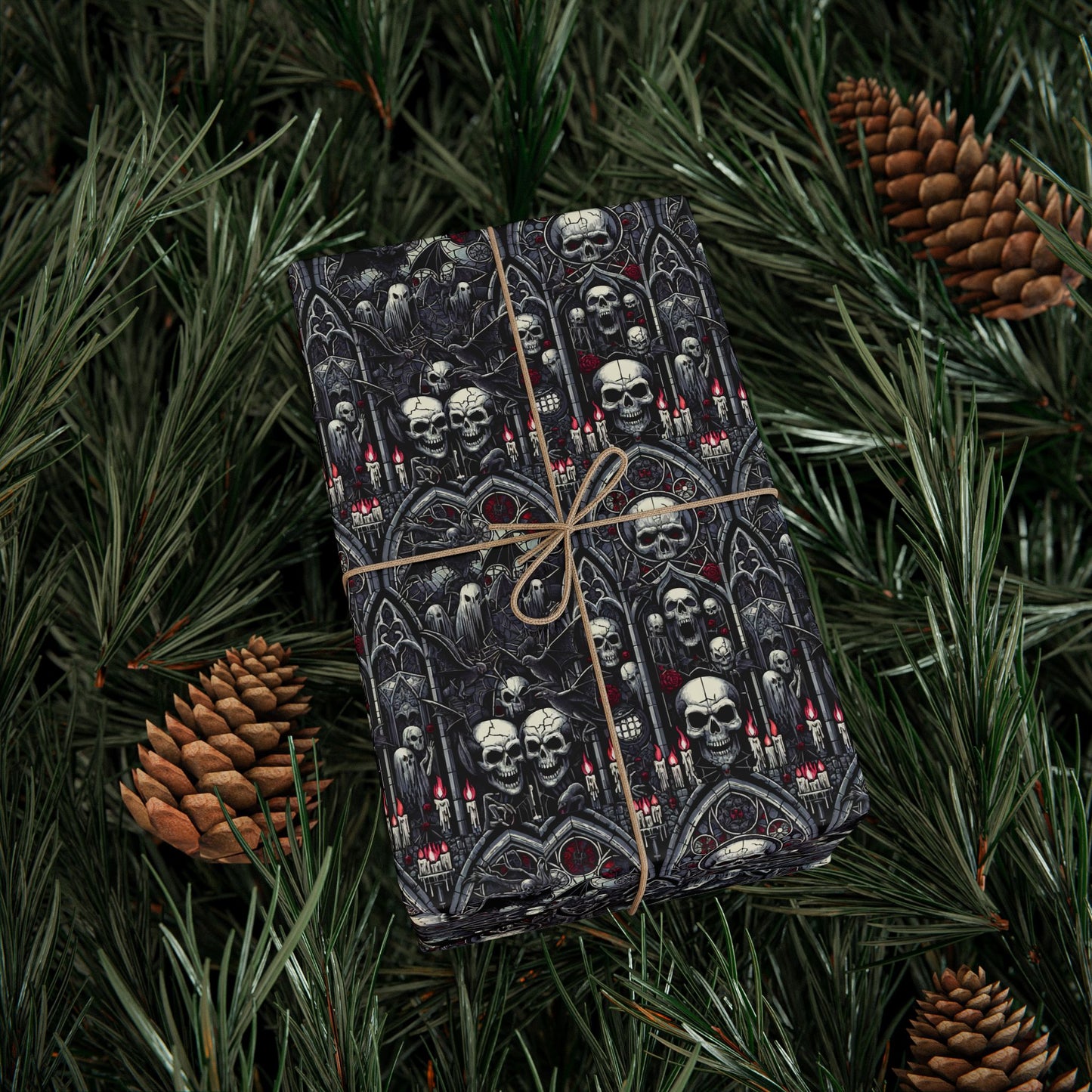 Gothic Skull Wrapping Paper - Unique Gift Wrap for Halloween, Birthdays, Parties, Celebrations, Occasions