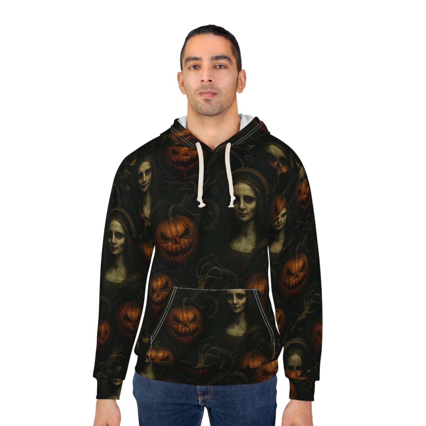 Haunting Pumpkin Hoodie - Spooky Seasonal Wear, Halloween Costume, Cozy Fall Apparel, Unisex Pullover, Festival Gear