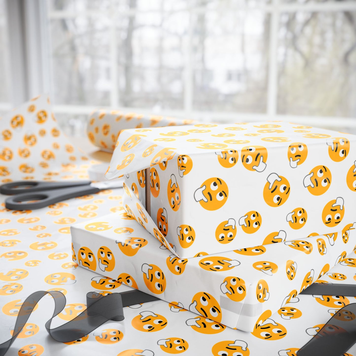Whimsical Wrapping Paper Roll, Gift Wrap for Birthdays, Holidays, Parties, Unique Gift Presentation, Colorful Emoji Design