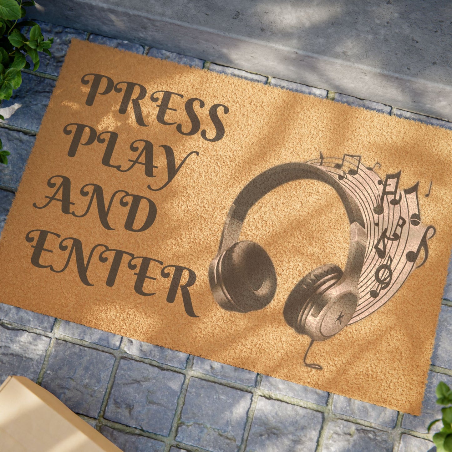 Musical Doormat - "Press Play and Enter" - Fun Home Decor, Music Lover Gift, Housewarming, Entertaining, Unique Entrance Mat