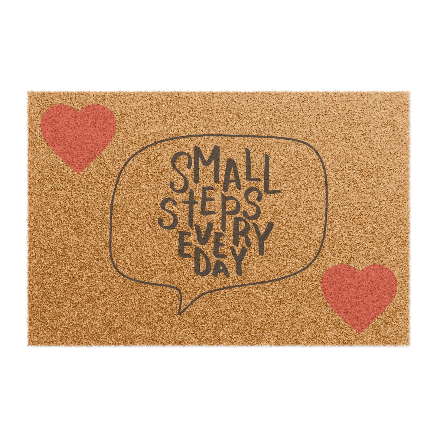 Inspirational Doormat, Small Steps Every Day Welcome Mat, Heart Design Entry Rug, Motivational Home Decor, Housewarming Gift