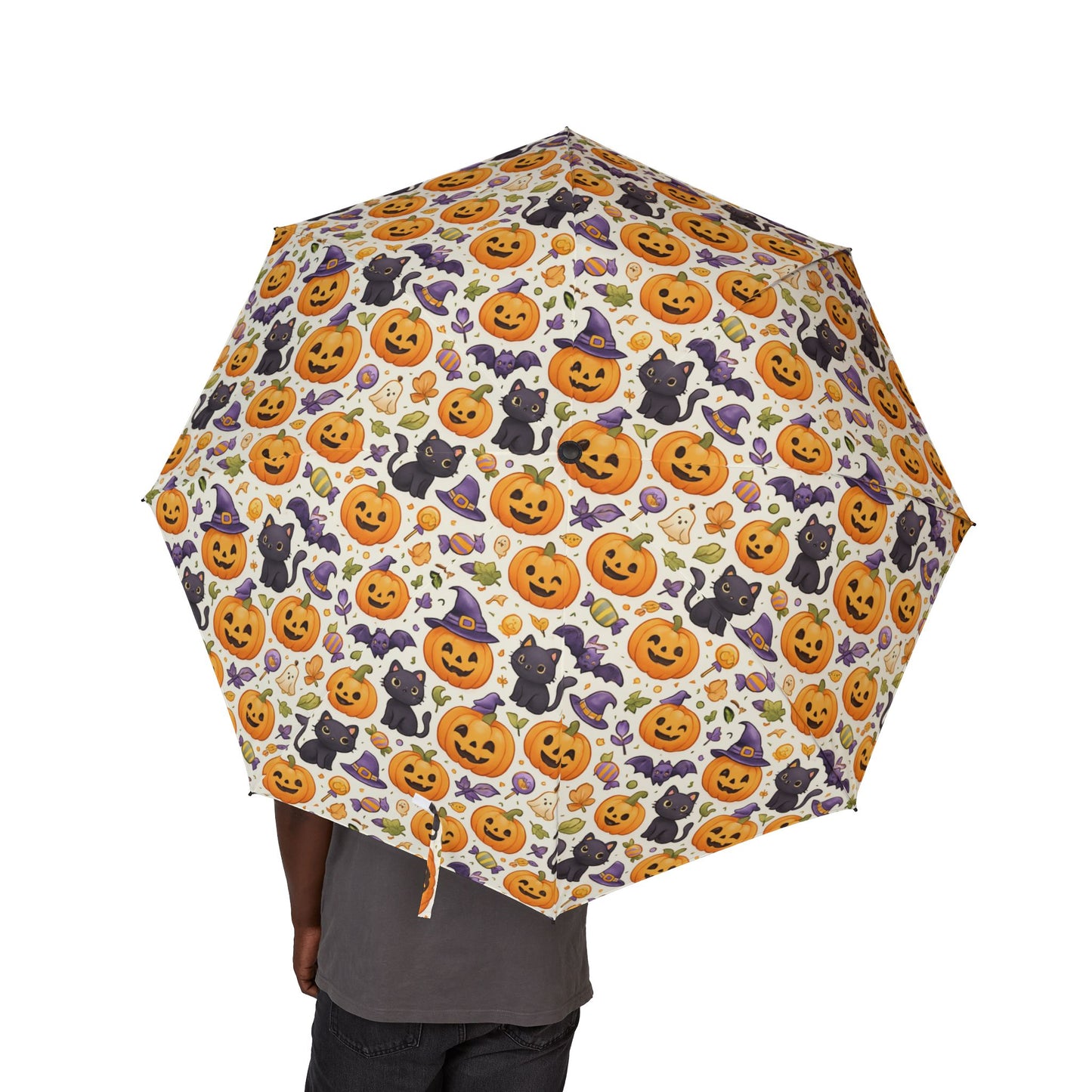 Halloween Themed Umbrella, Semi-Automatic Rain Gear, Foldable Umbrella, Gifting for Halloween, Cute Patterns, Weather Accessories