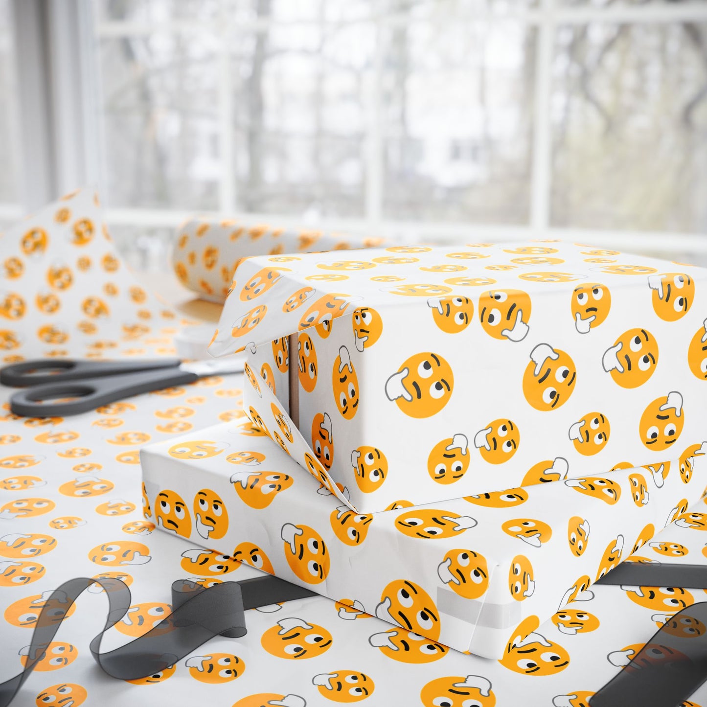 Whimsical Wrapping Paper Roll, Gift Wrap for Birthdays, Holidays, Parties, Unique Gift Presentation, Colorful Emoji Design