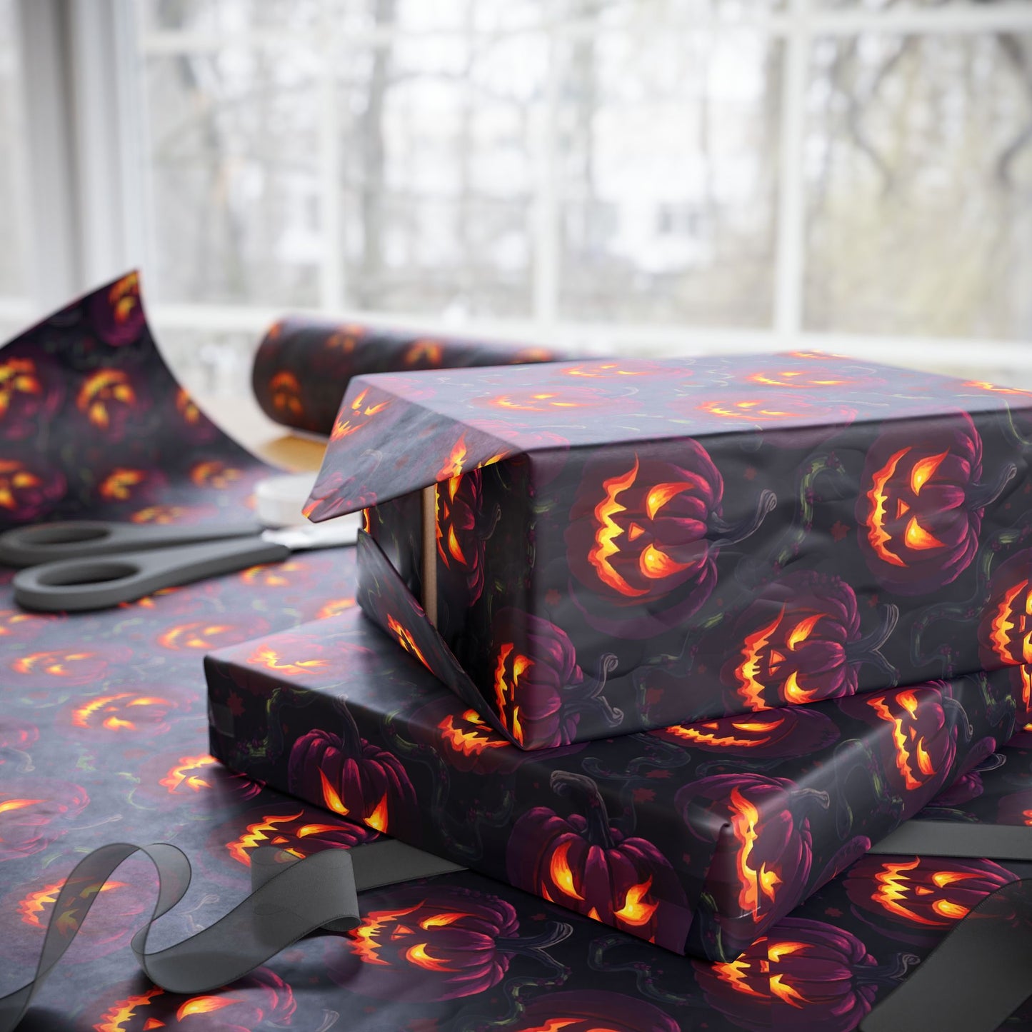 Halloween Themed Wrapping Paper, Festive Gift Wrap, Spooky Gift Wrap for Fall, Pumpkin Gift Wrap, Holiday Wrapping Sheets