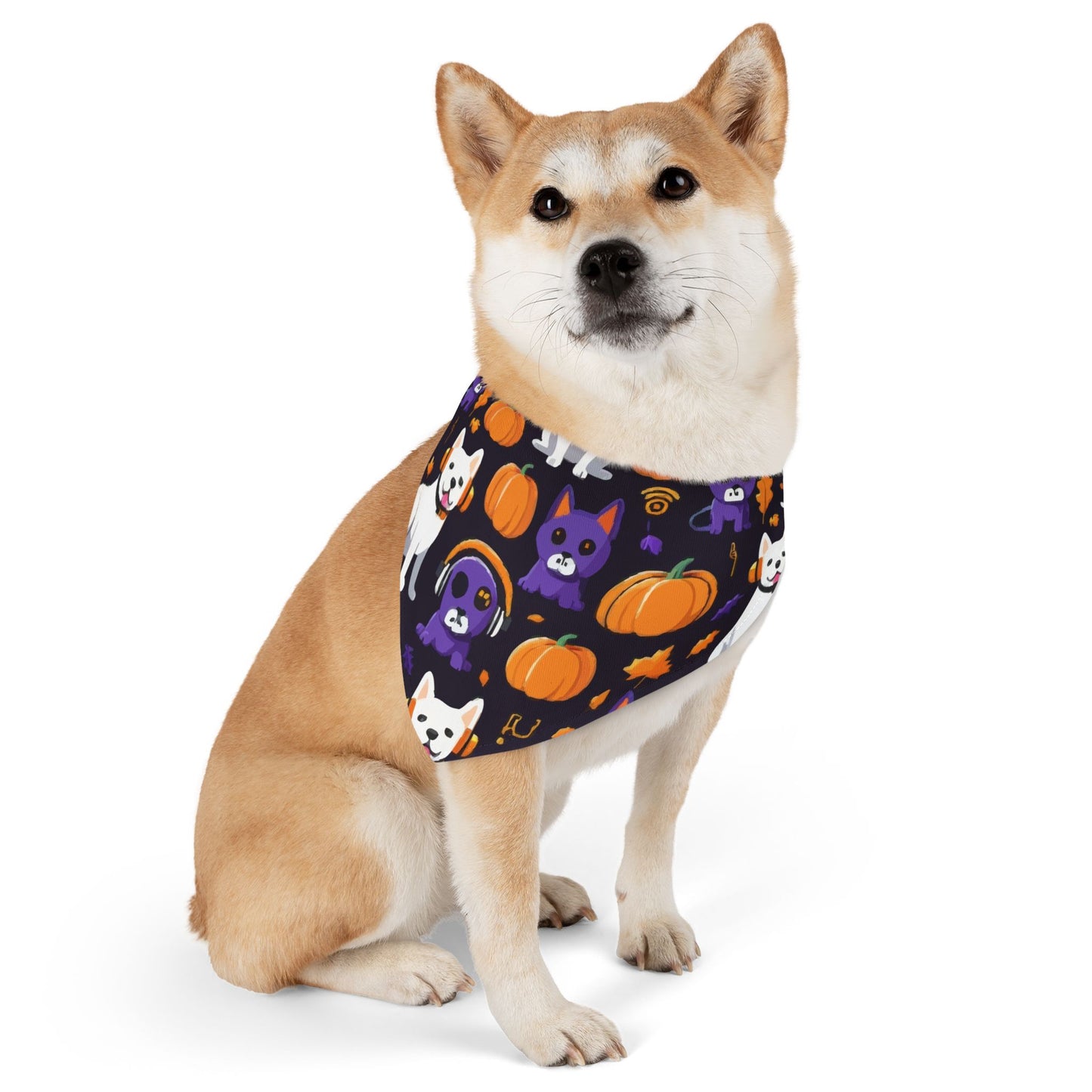 Halloween Pet Bandana Collar, Dog Costume Accessory, Fall Pet Apparel, Pumpkin Print Dog Scarf, Cute Dog Bandana for Dogs