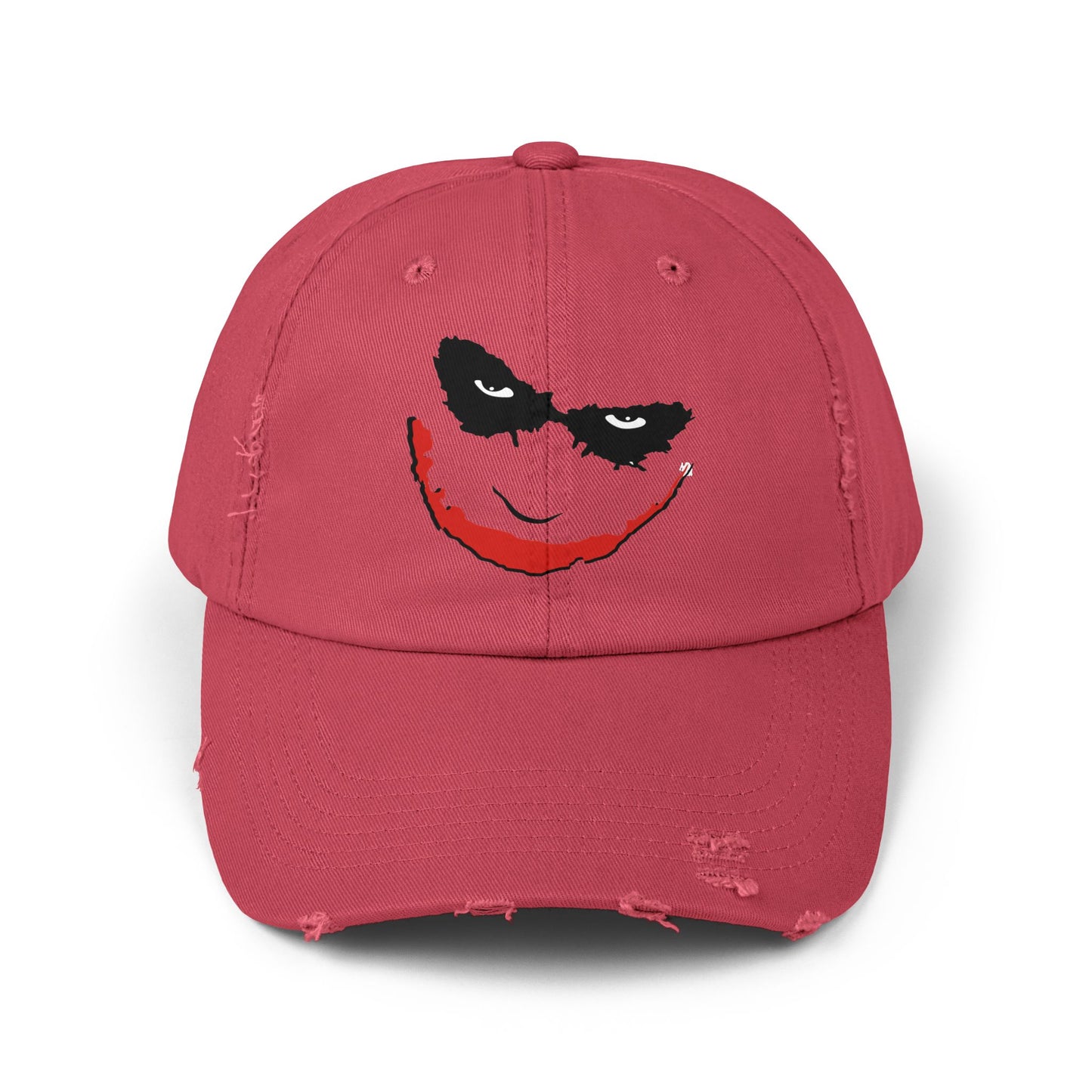 Distressed Joker Cap - Unisex Adjustable Hat for Casual Wear, Halloween, Comic Con, Gift for Fans, Vintage Style