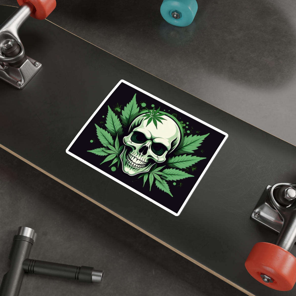 Green Skull Die-Cut Stickers, Gothic Decor, Laptop Accessories, Halloween Party Favor, Unique Gifts for Friends