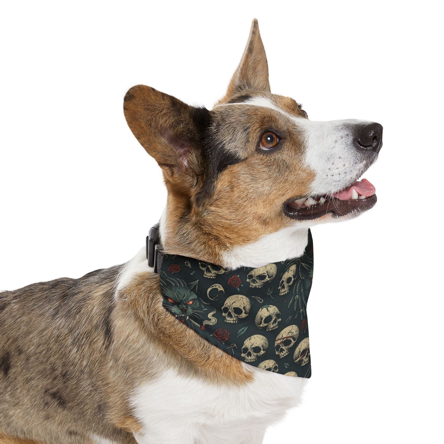 Gothic Pet Bandana, Skull Pattern Dog Accessory, Edgy Dog Fashion, Halloween Pet Wear, Unique Pet Gift