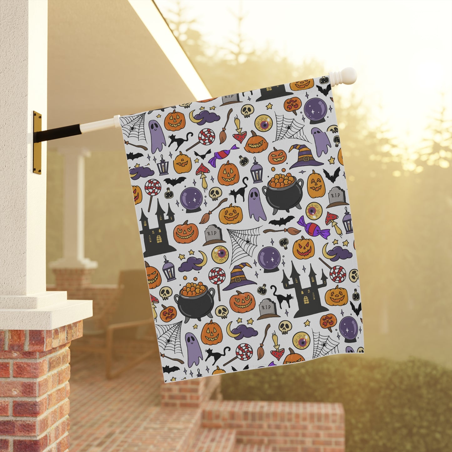 Halloween Garden Banner, Spooky Decor for Outdoors, Fall Lawn Flag, Seasonal Home Decor, Witchy Garden Flag