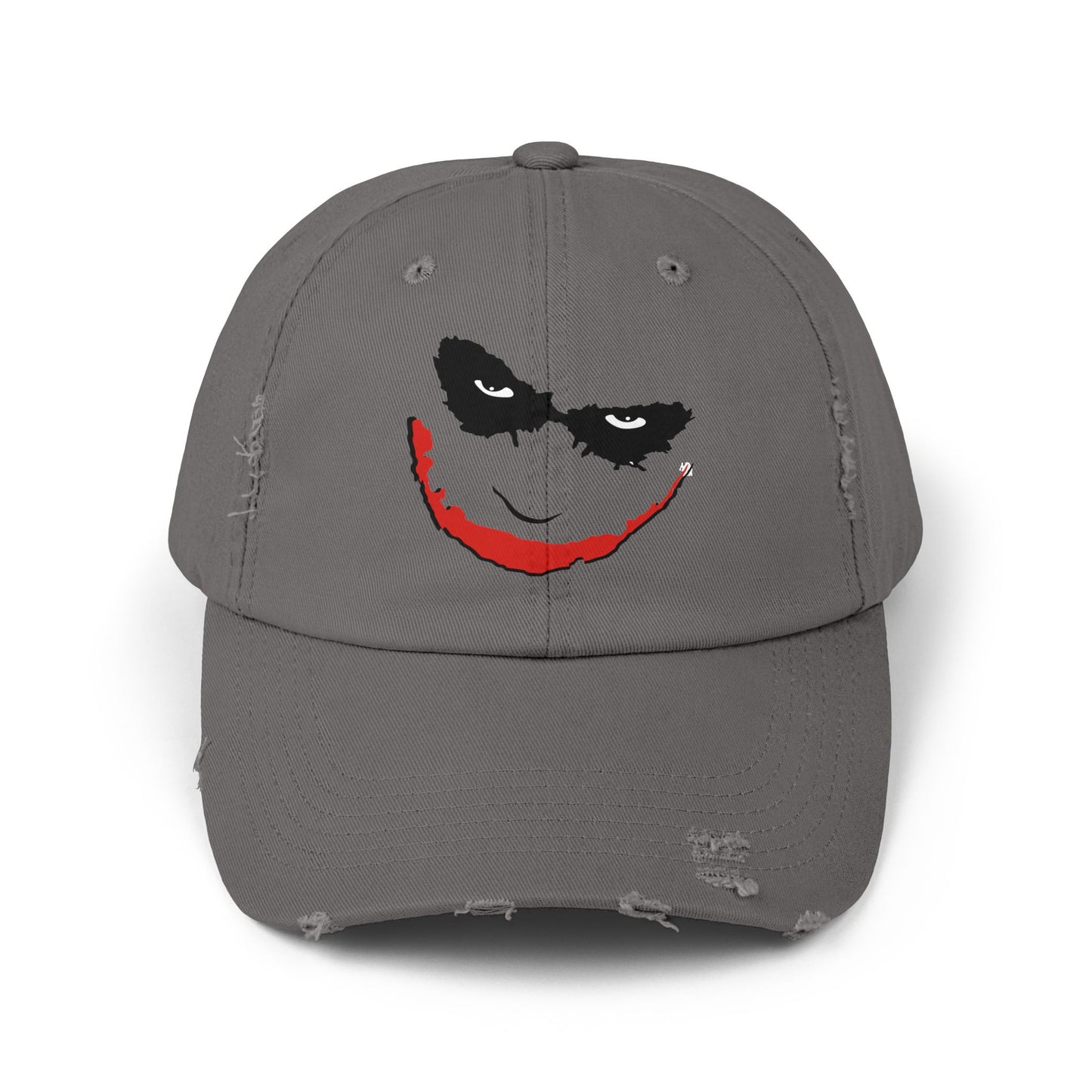 Distressed Joker Cap - Unisex Adjustable Hat for Casual Wear, Halloween, Comic Con, Gift for Fans, Vintage Style