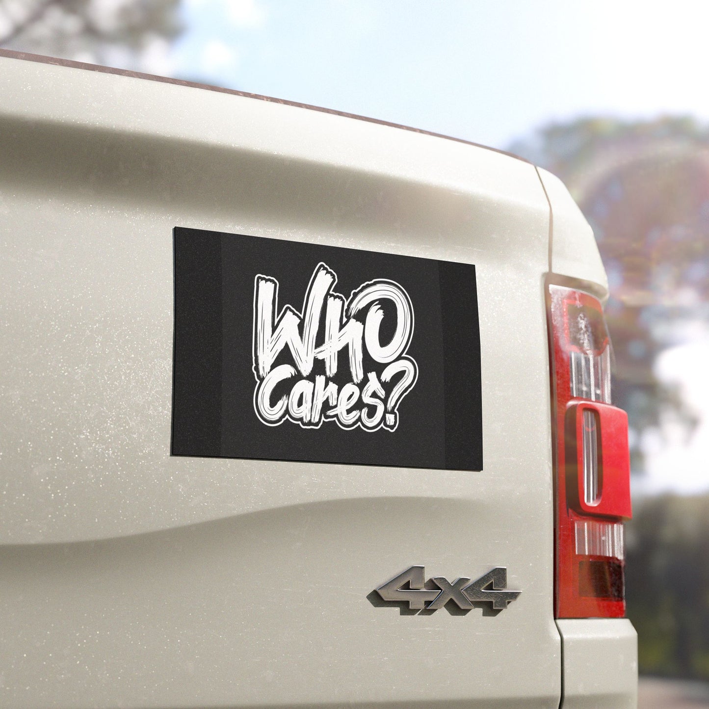 Bold 'Who Cares?' Car Magnet - Fun Vehicle Decor, Car Ornament, Attitude Magnet, Gift for Friends, Humor Car Accessory