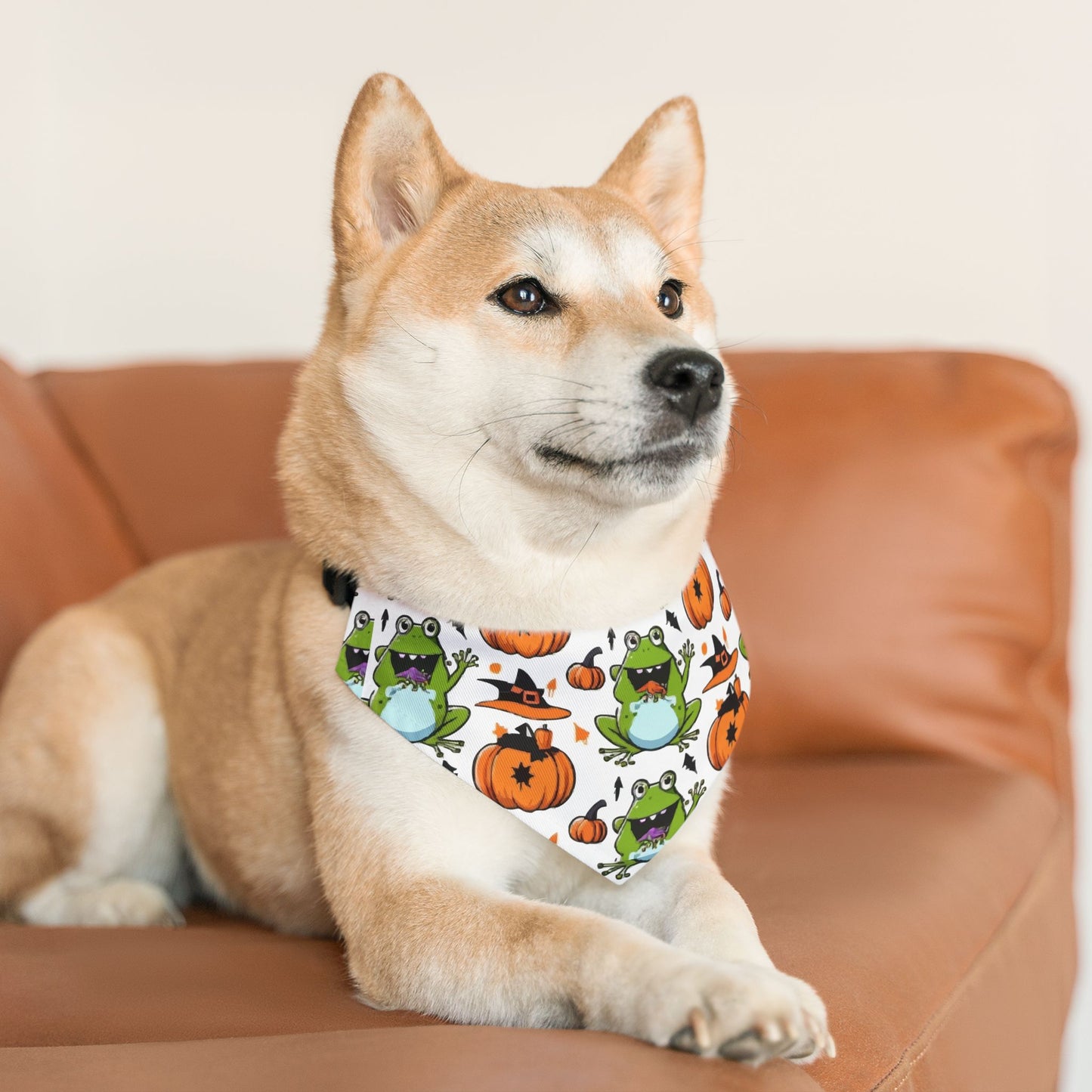 Halloween Frog Pet Bandana Collar, Cute Dog Scarf, Fall Accessories, Pet Costume, Halloween Pet Apparel, Festive Dog Wear