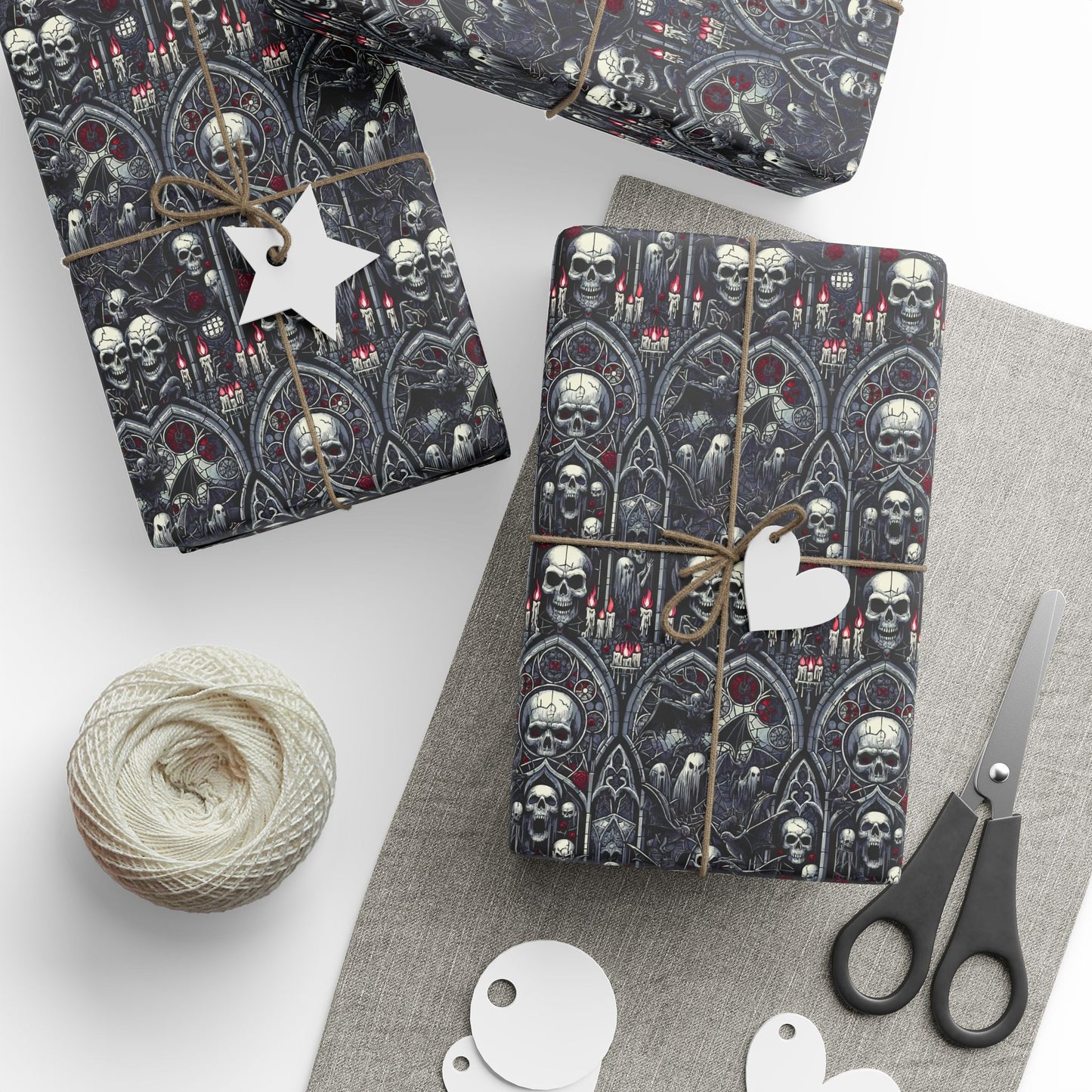 Gothic Skull Wrapping Paper - Unique Gift Wrap for Halloween, Birthdays, Parties, Celebrations, Occasions