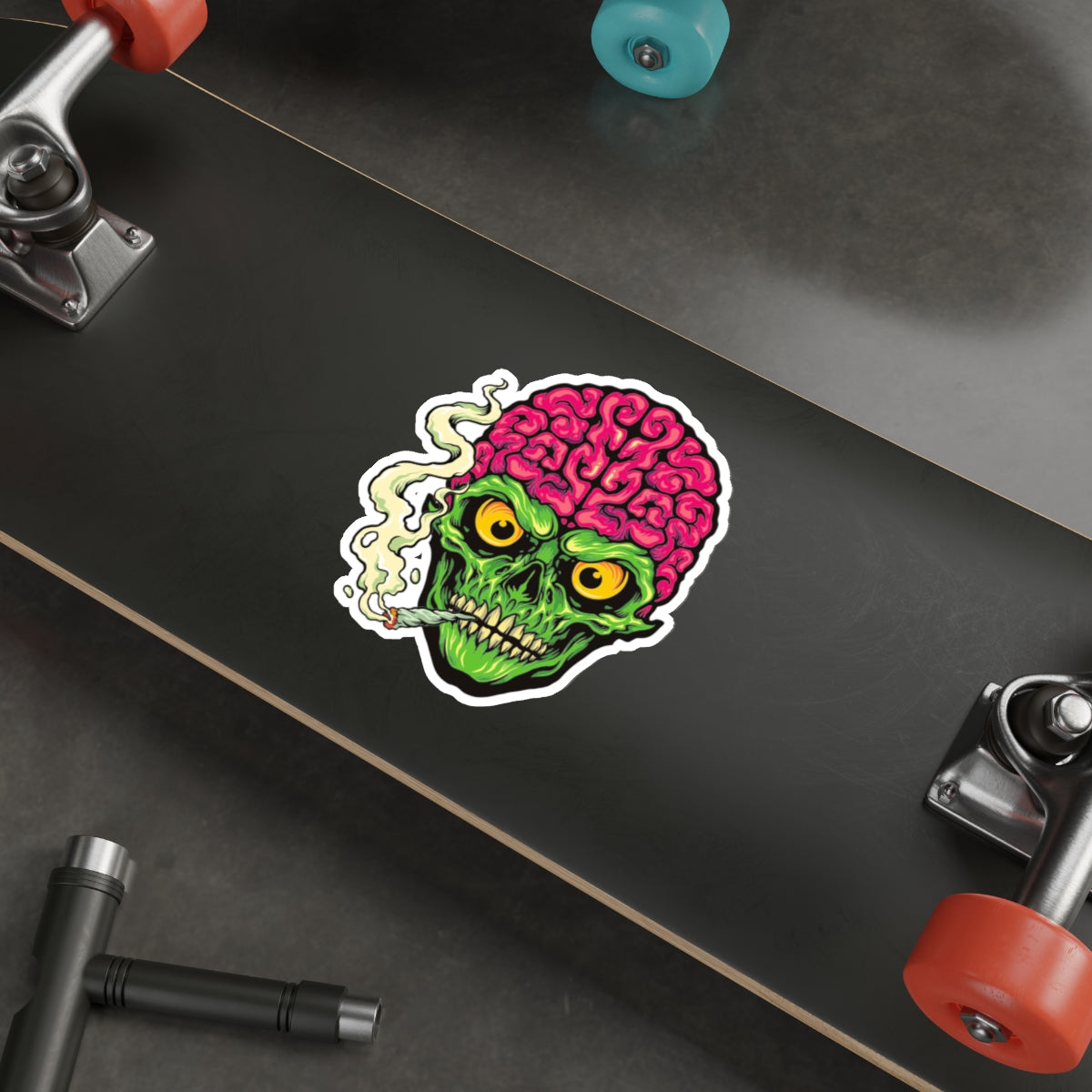 Edgy Brain Skull Die-Cut Stickers | Cool Laptop Stickers, Party Decor, Halloween Gifts, Punk Aesthetic, Unique Art Stickers