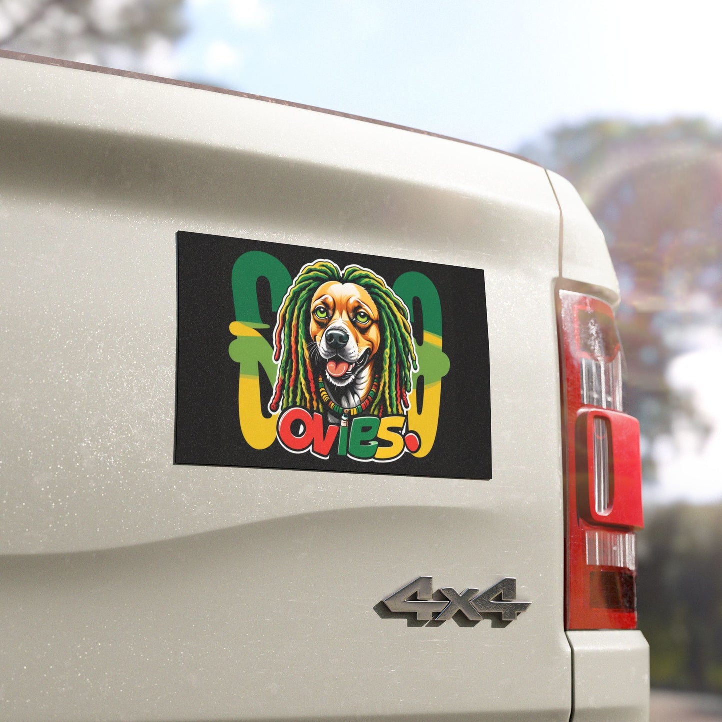 Rasta Dog Car Magnet, Fun Dog Lover Gift, Car Decor for Pet Owners, Rasta Vibes Magnet, Animal Lover Gift