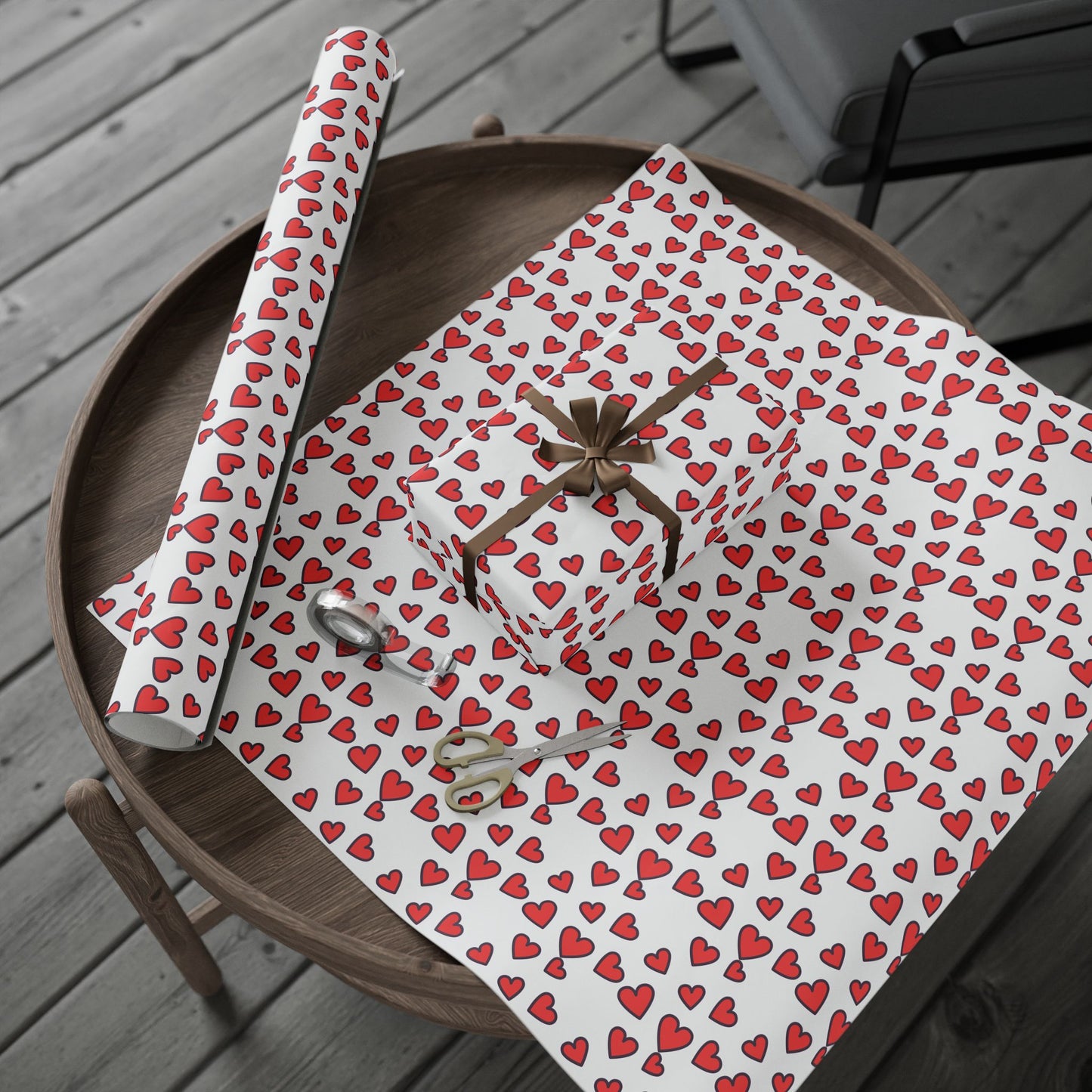 Festive Heart Wrapping Paper, Valentine's Gift Wrap, Love Bows, Holiday Decor, Cute Gift Packaging, Party Supplies
