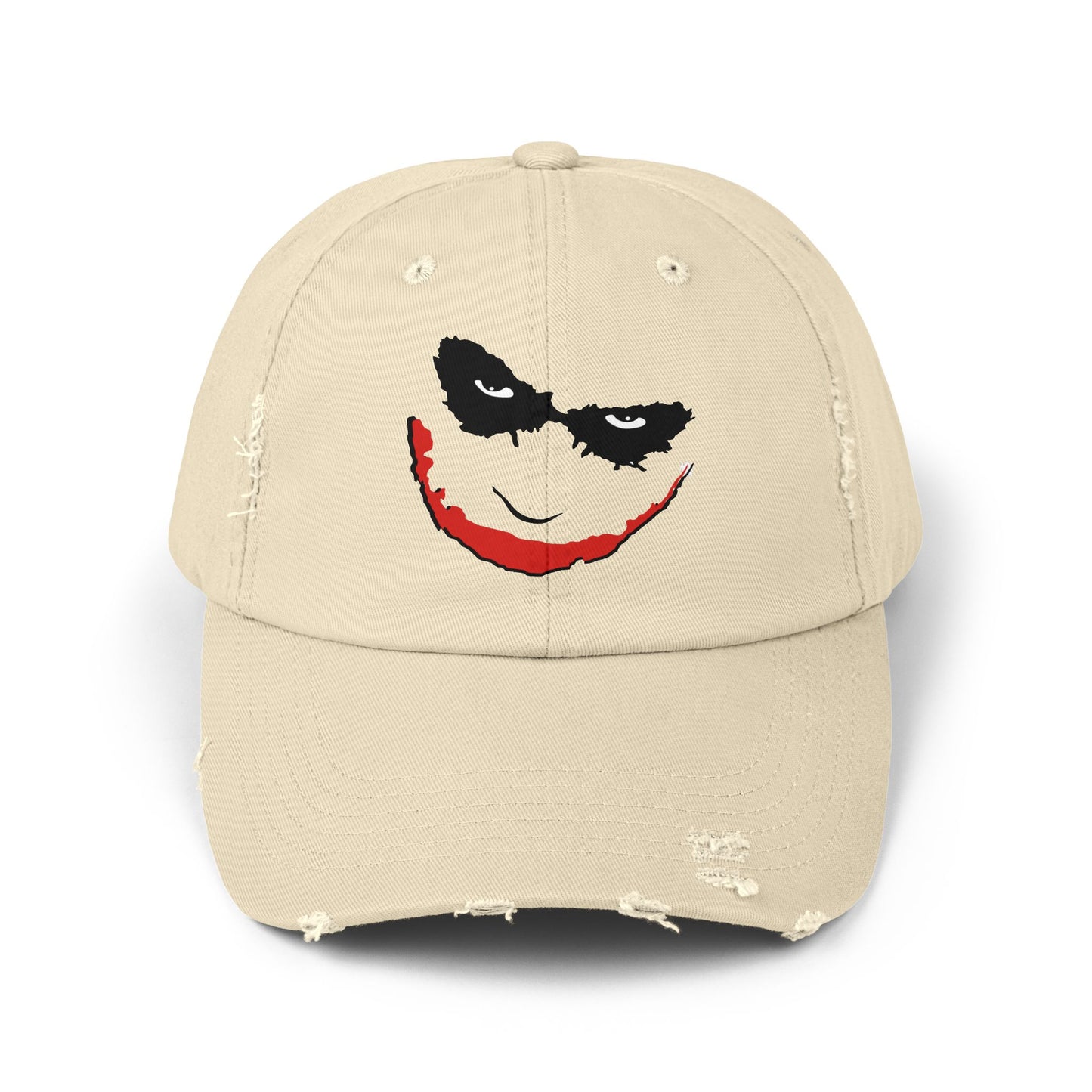 Distressed Joker Cap - Unisex Adjustable Hat for Casual Wear, Halloween, Comic Con, Gift for Fans, Vintage Style
