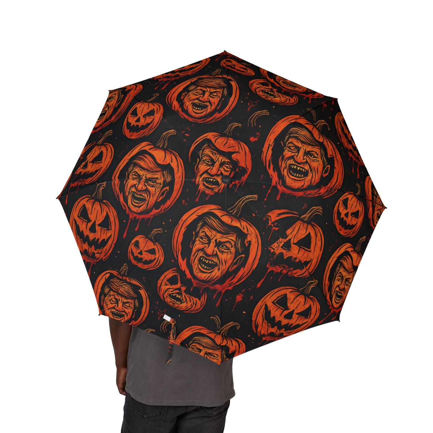 Halloween Pumpkin Umbrella - Foldable, Semi-Automatic, Perfect for Fall Celebrations, Trick-or-Treating, Gifts for Festival Lovers