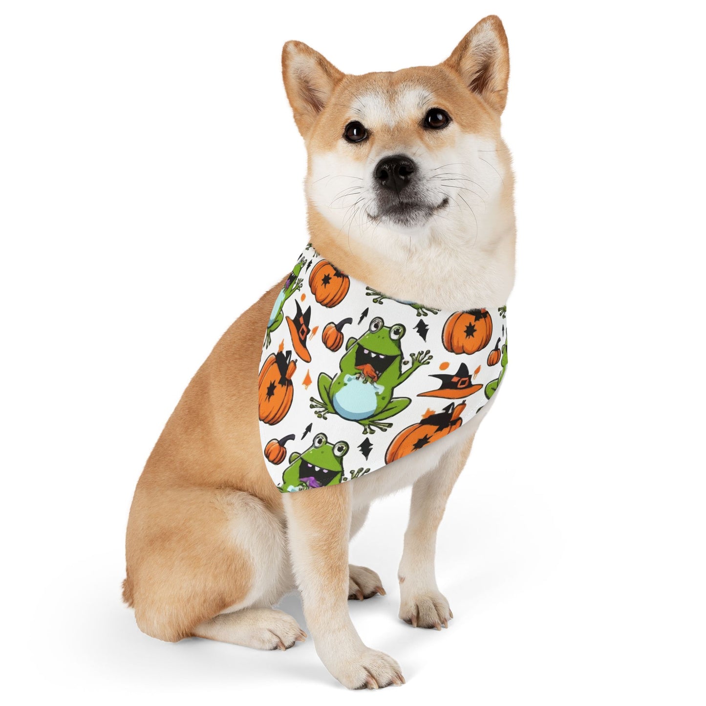 Halloween Frog Pet Bandana Collar, Cute Dog Scarf, Fall Accessories, Pet Costume, Halloween Pet Apparel, Festive Dog Wear