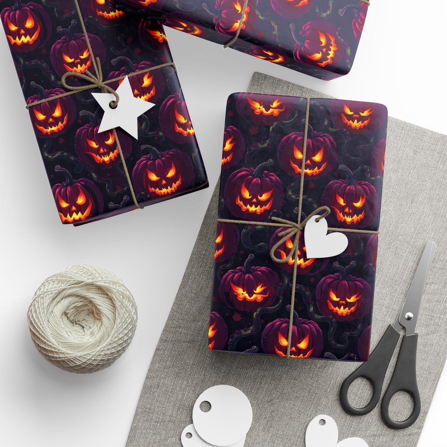 Halloween Themed Wrapping Paper, Festive Gift Wrap, Spooky Gift Wrap for Fall, Pumpkin Gift Wrap, Holiday Wrapping Sheets