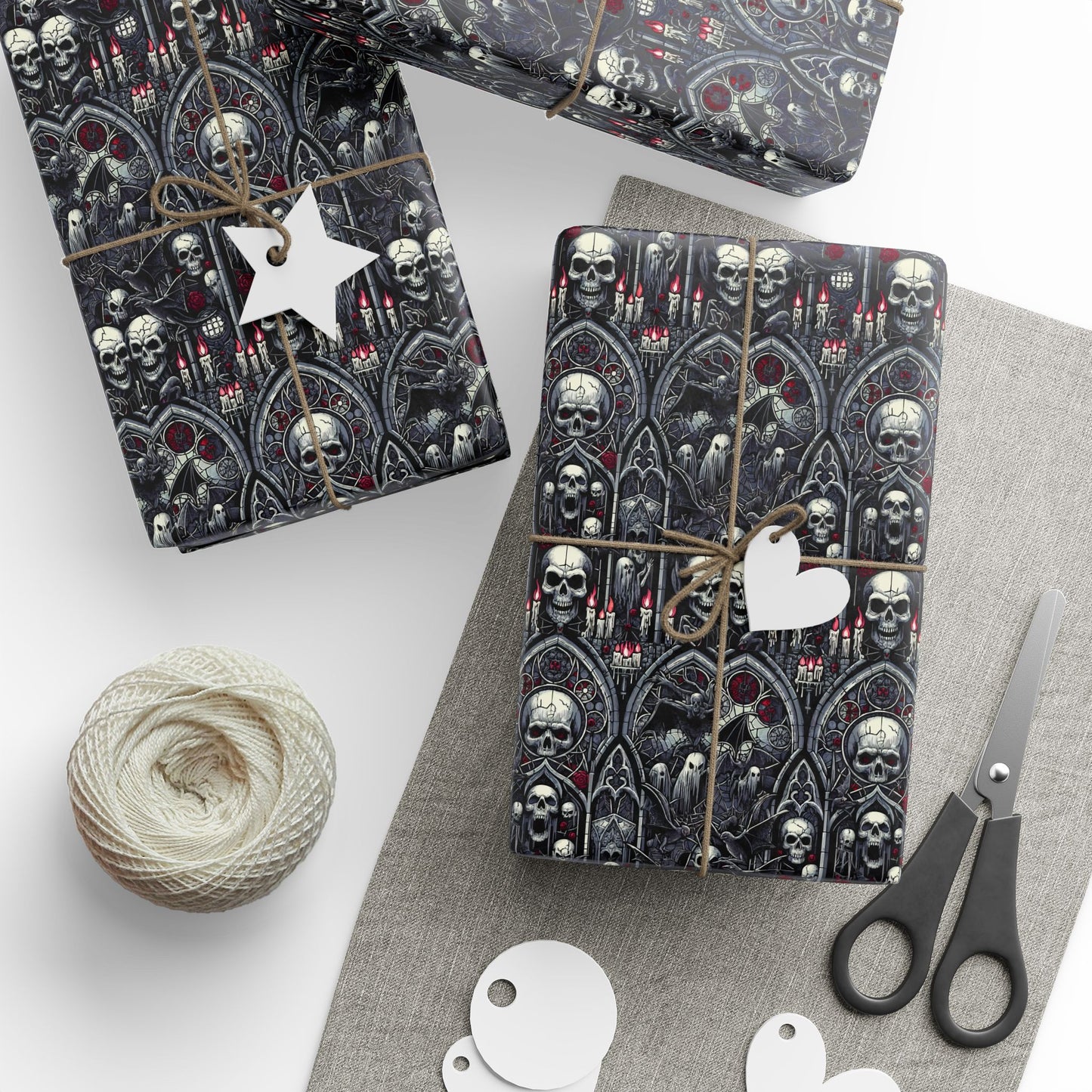 Gothic Skull Wrapping Paper - Unique Gift Wrap for Halloween, Birthdays, Parties, Celebrations, Occasions