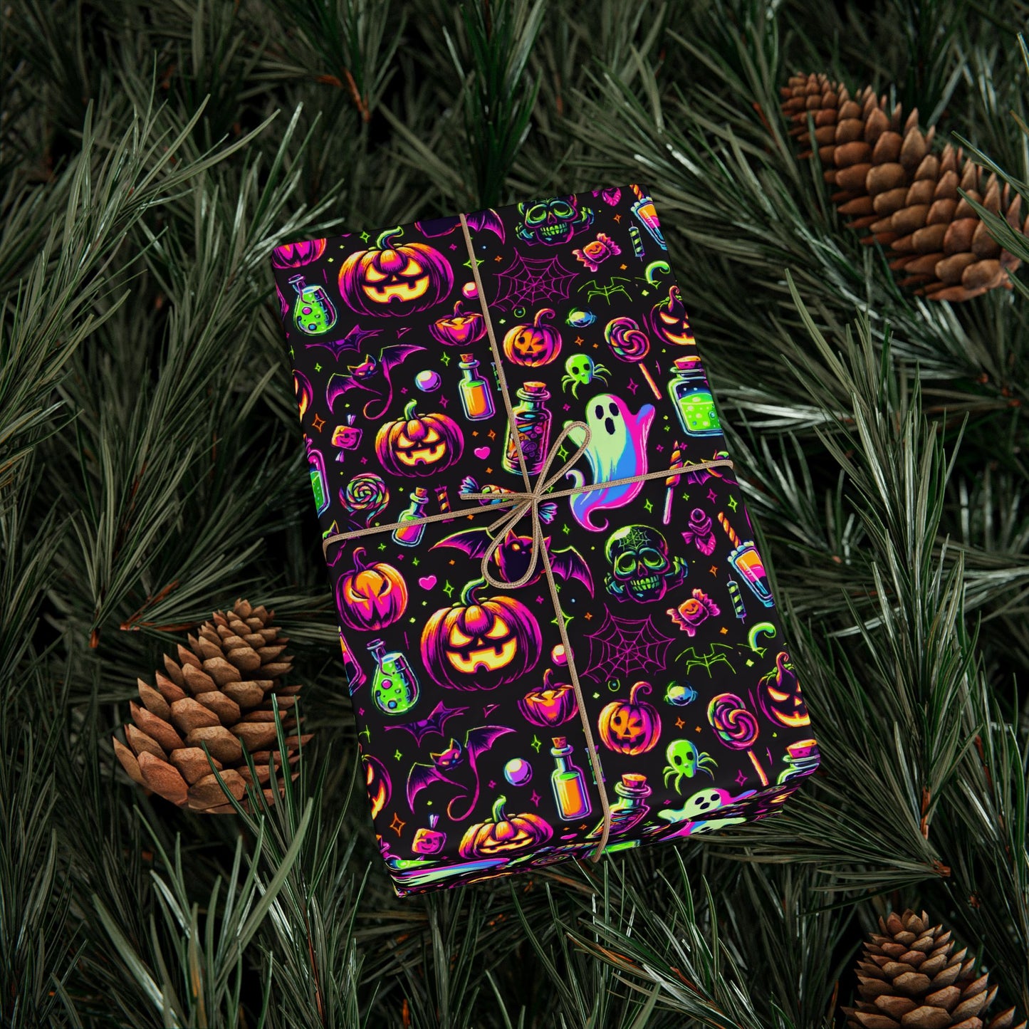 Vibrant Halloween Wrapping Paper, Colorful Gift Wrap for Birthdays, Parties, and Holidays, Unique Patterns and Designs