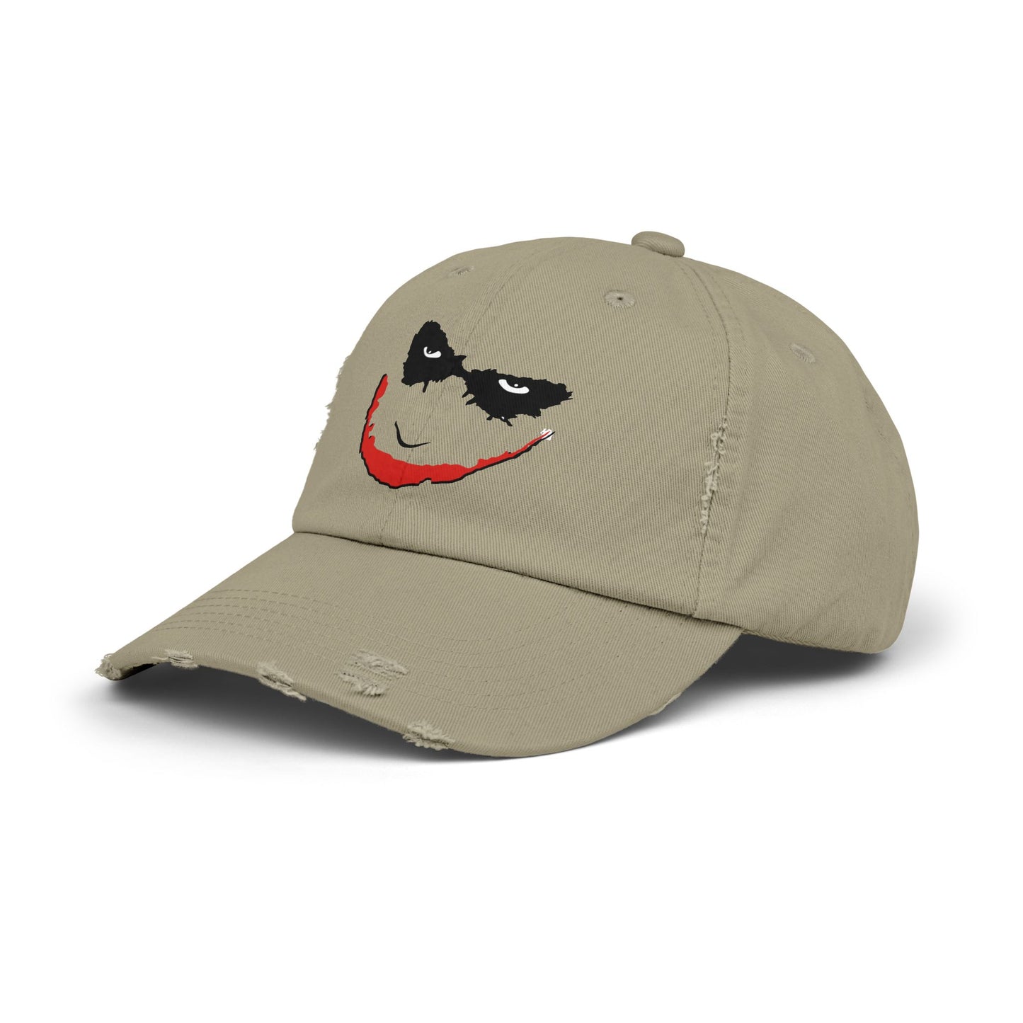 Distressed Joker Cap - Unisex Adjustable Hat for Casual Wear, Halloween, Comic Con, Gift for Fans, Vintage Style