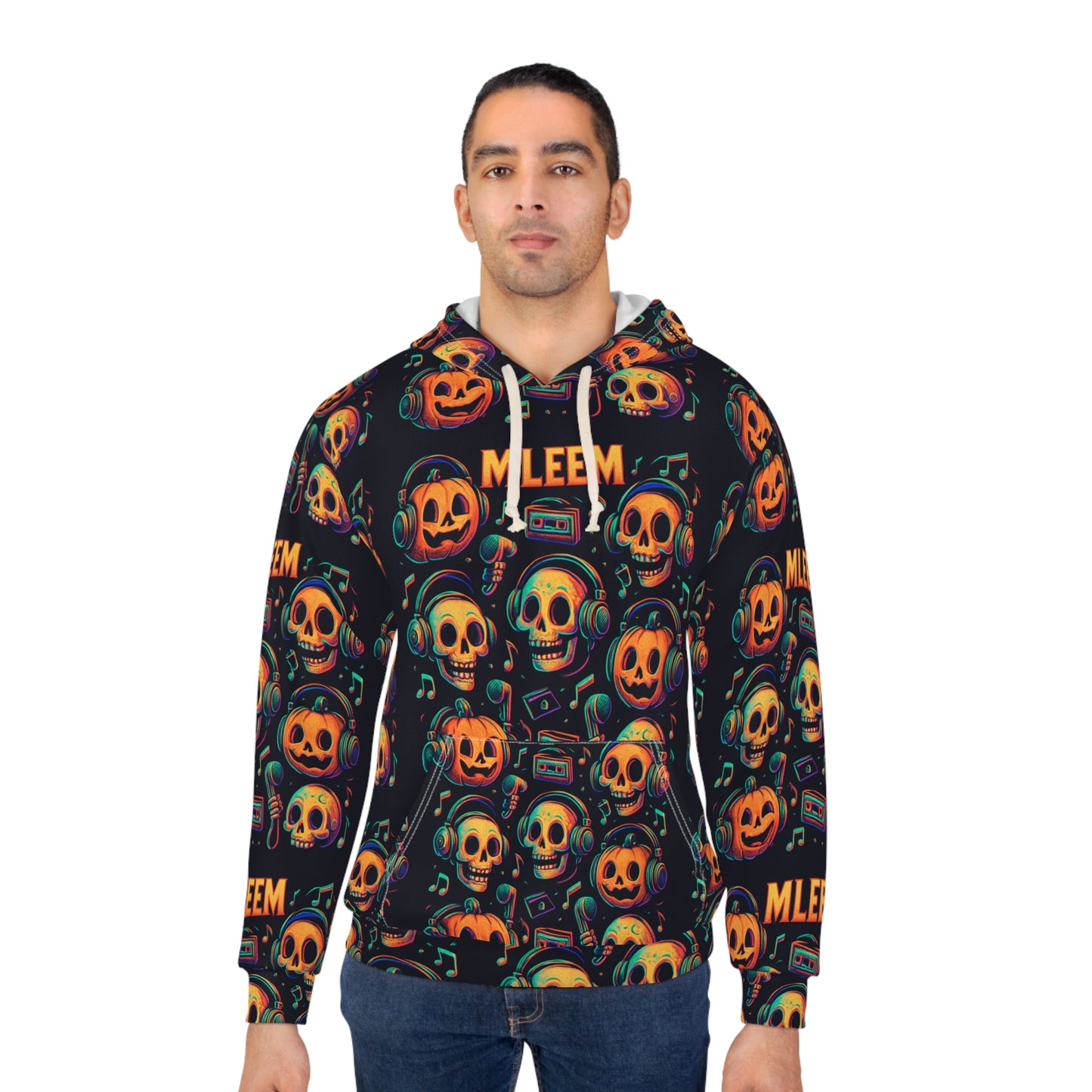 Vibrant Skull Graphic Hoodie, Unisex Pullover, Halloween Sweater, Spooky Style, Party Wear