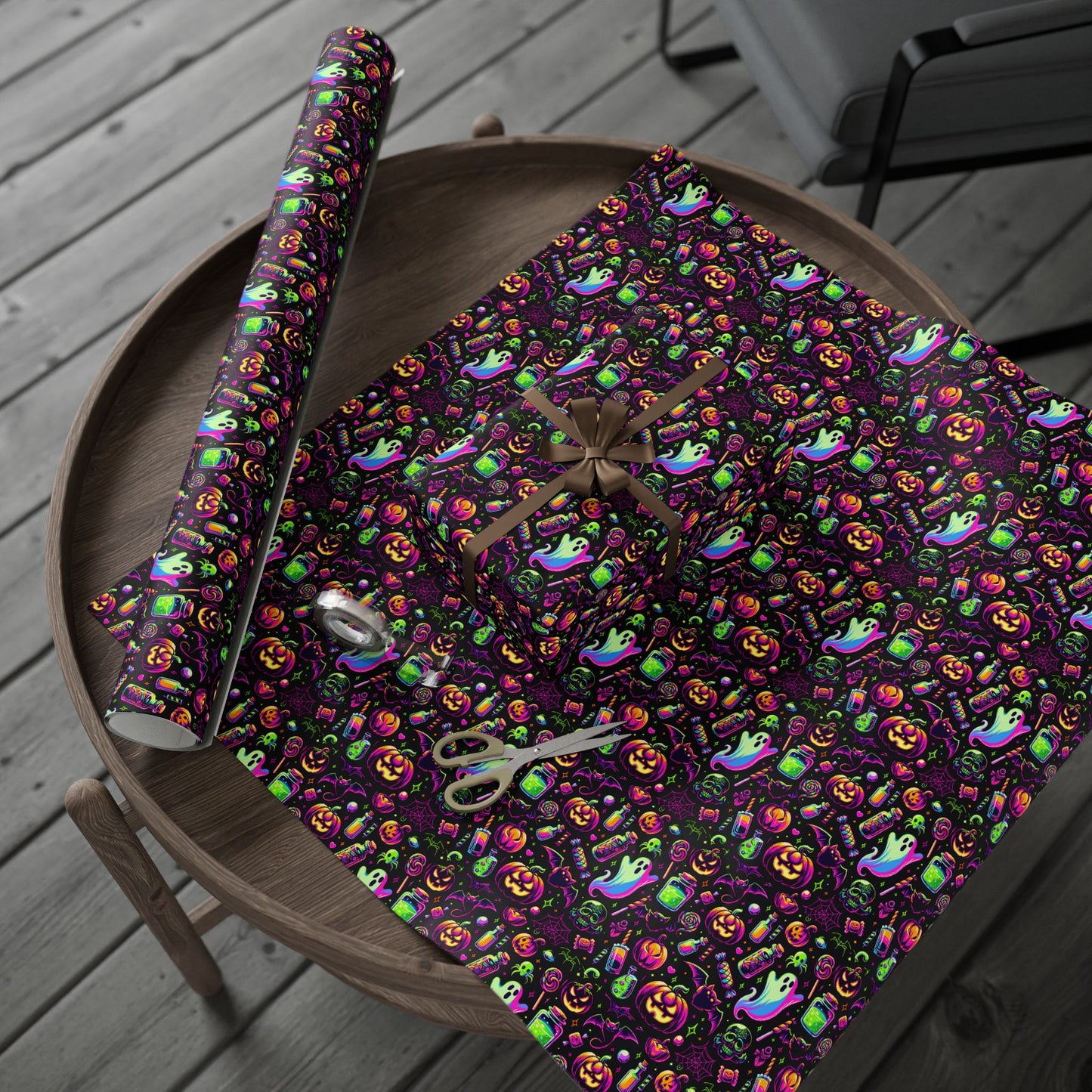 Vibrant Halloween Wrapping Paper, Colorful Gift Wrap for Birthdays, Parties, and Holidays, Unique Patterns and Designs
